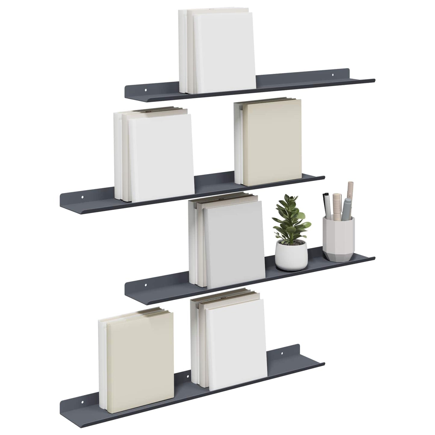 Drijvende plank 4 pcs Antraciet 60 x 8,5 x 2,5 cm Staal is nu te koop bij PeponiXL, paradijselijk wonen!