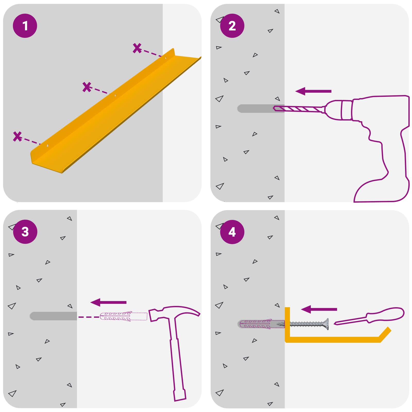 Drijvende plank 2 pcs Mosterdgeel 60 x 9 x 2,5 cm Staal is nu te koop bij PeponiXL, paradijselijk wonen!