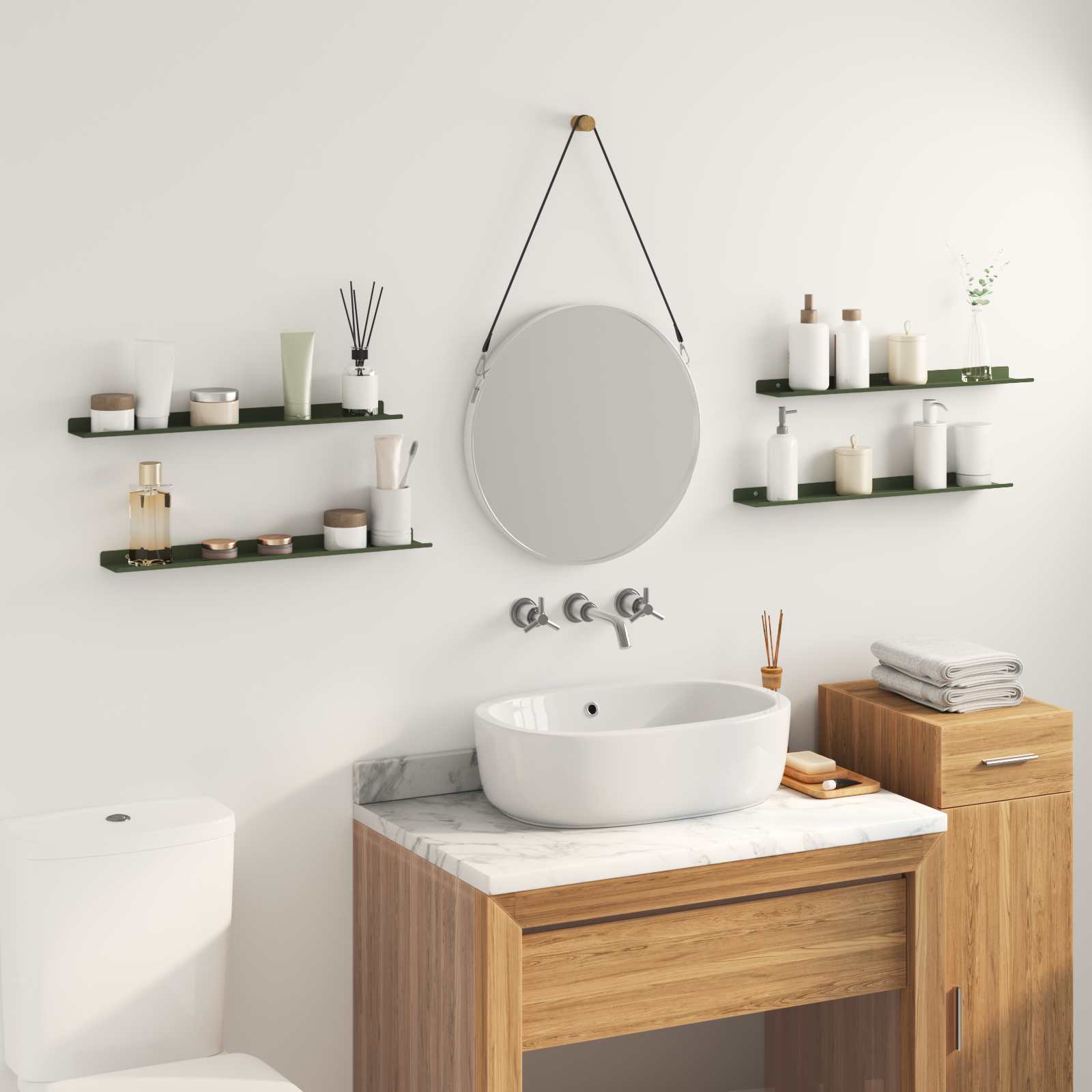 Drijvende plank 4 pcs Olijf Groen 60 x 9 x 2,5 cm Staal is nu te koop bij PeponiXL, paradijselijk wonen!