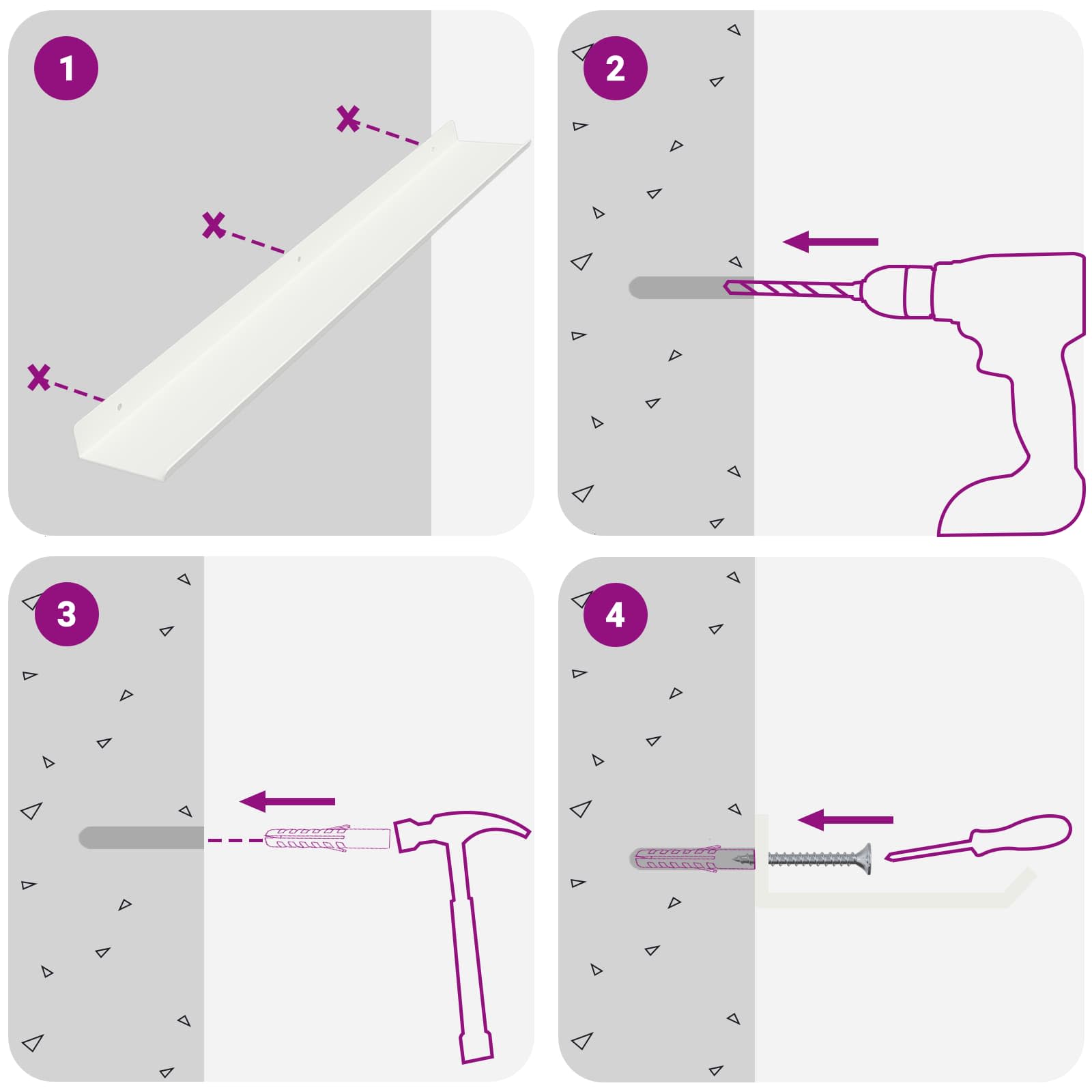 Drijvende plank Wandgemonteerd 4 pcs Wit 60 x 9 x 2,5 cm Staal is nu te koop bij PeponiXL, paradijselijk wonen!