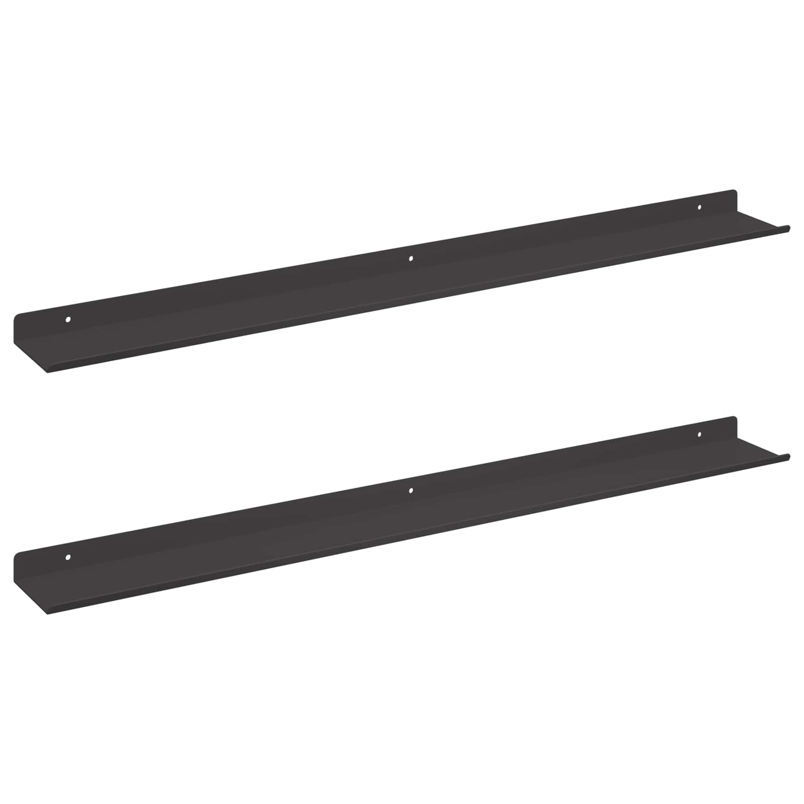 Drijvende plank 2 pcs Zwart 80 x 9 x 2,5 cm Staal is nu te koop bij PeponiXL, paradijselijk wonen!