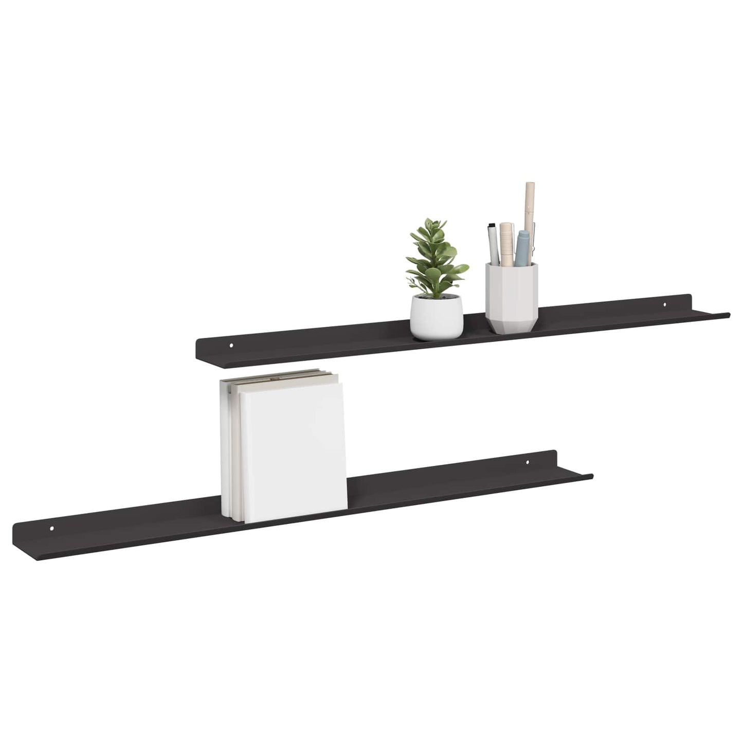 Drijvende plank 2 pcs Zwart 80 x 9 x 2,5 cm Staal is nu te koop bij PeponiXL, paradijselijk wonen!