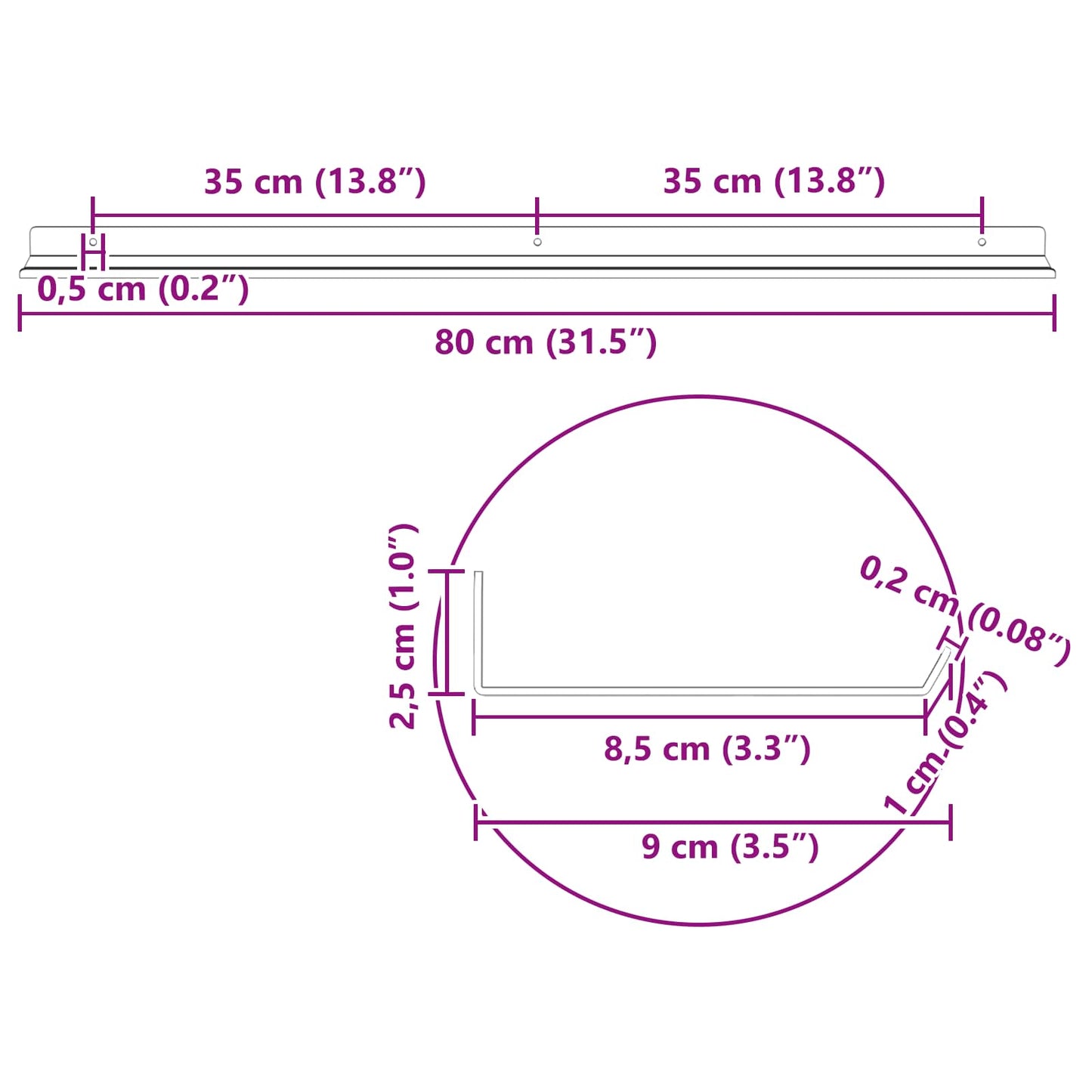 Drijvende plank 2 pcs Zwart 80 x 9 x 2,5 cm Staal is nu te koop bij PeponiXL, paradijselijk wonen!