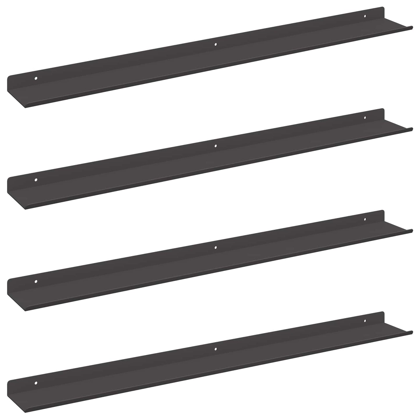 Drijvende plank 4 pcs Zwart 80 x 9 x 2,5 cm Staal is nu te koop bij PeponiXL, paradijselijk wonen!