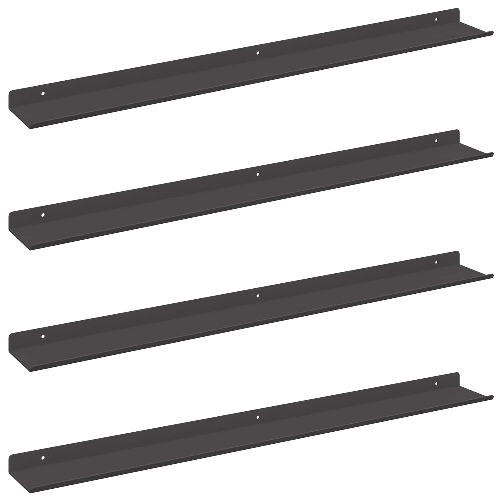 Drijvende plank 4 pcs Zwart 80 x 9 x 2,5 cm Staal is nu te koop bij PeponiXL, paradijselijk wonen!