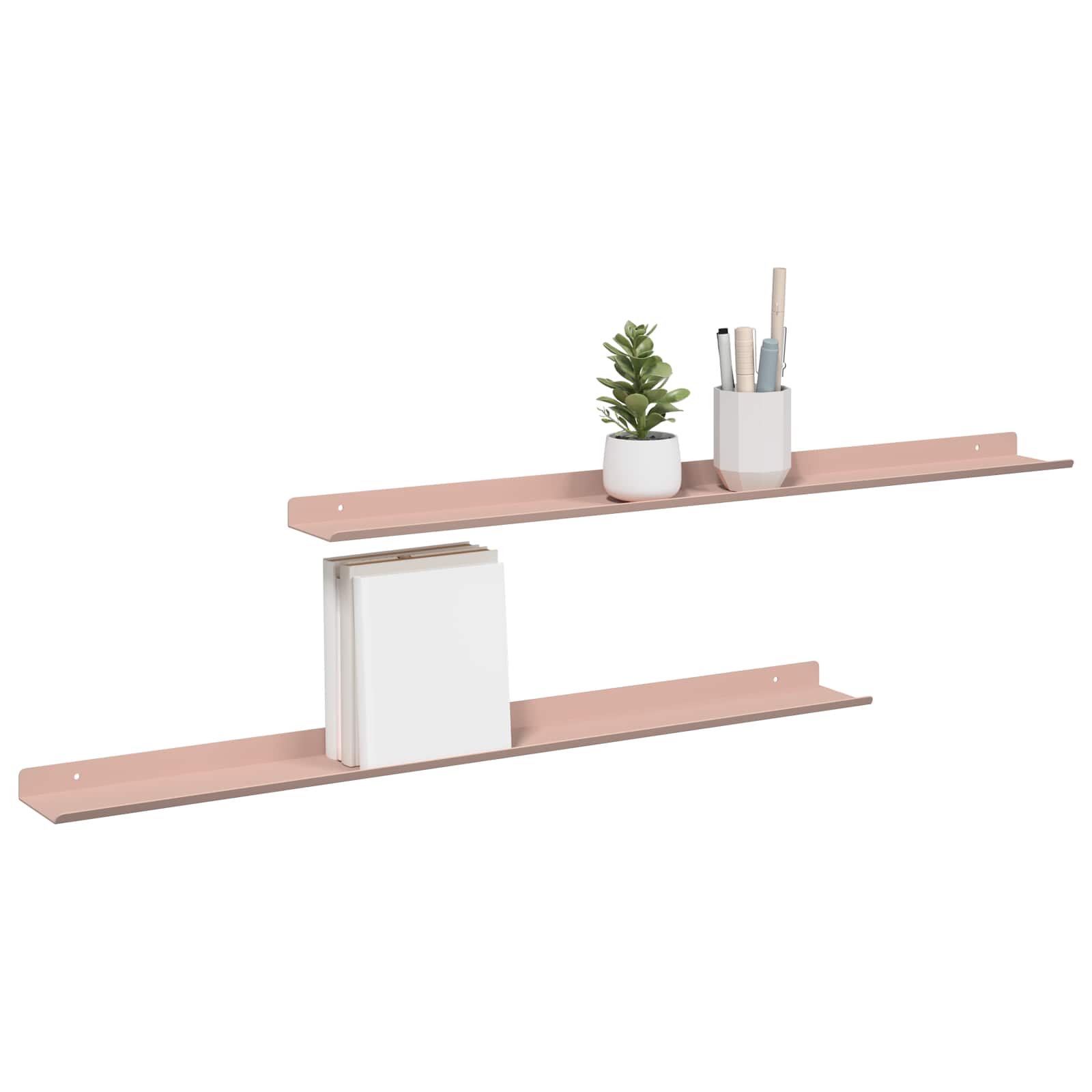 Drijvende plank Wandgemonteerd 2 pcs Roze 80 x 9 x 2,5 cm Staal is nu te koop bij PeponiXL, paradijselijk wonen!