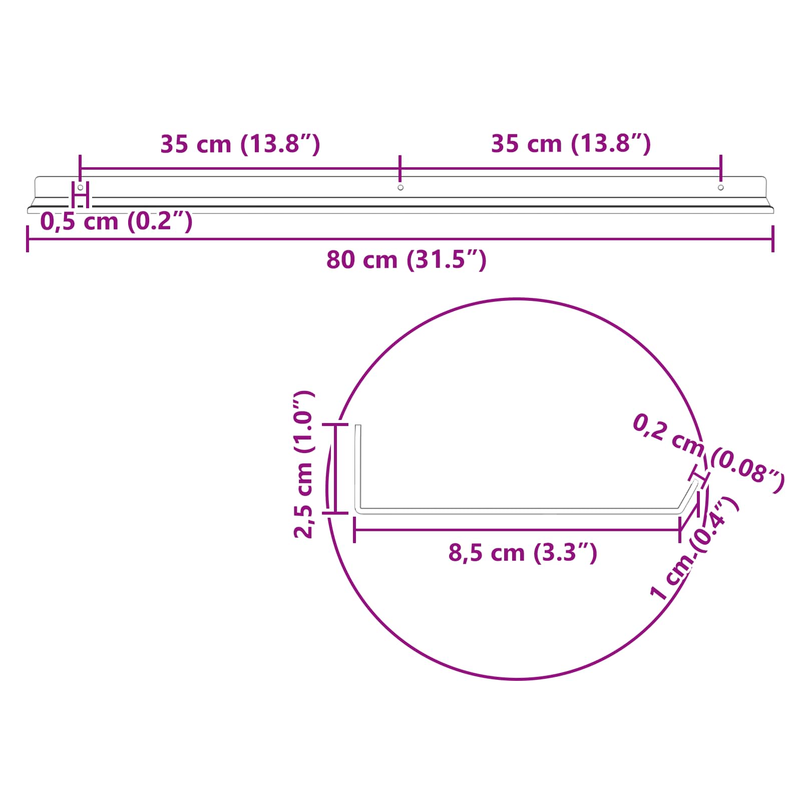 Drijvende plank Wandgemonteerd 2 pcs Roze 80 x 9 x 2,5 cm Staal is nu te koop bij PeponiXL, paradijselijk wonen!