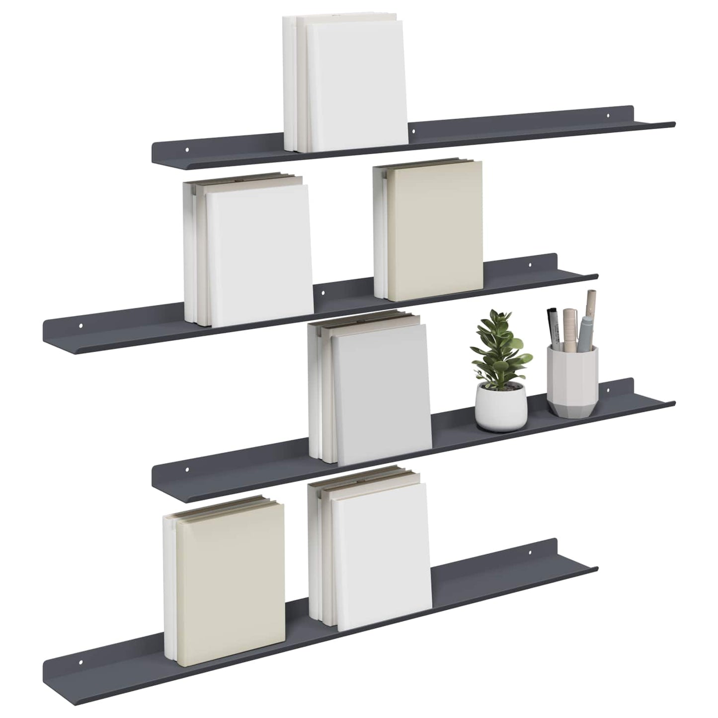 Drijvende plank 4 pcs Antraciet 80 x 9 x 2,5 cm Staal is nu te koop bij PeponiXL, paradijselijk wonen!