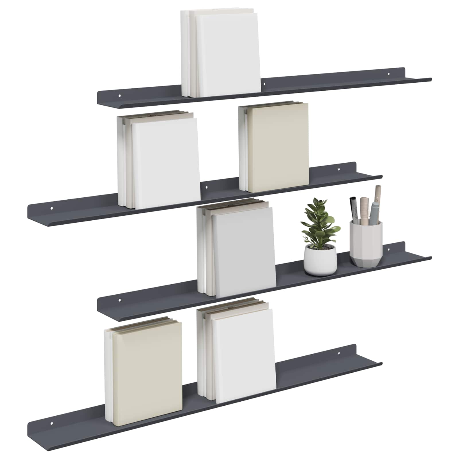 Drijvende plank 4 pcs Antraciet 80 x 9 x 2,5 cm Staal is nu te koop bij PeponiXL, paradijselijk wonen!