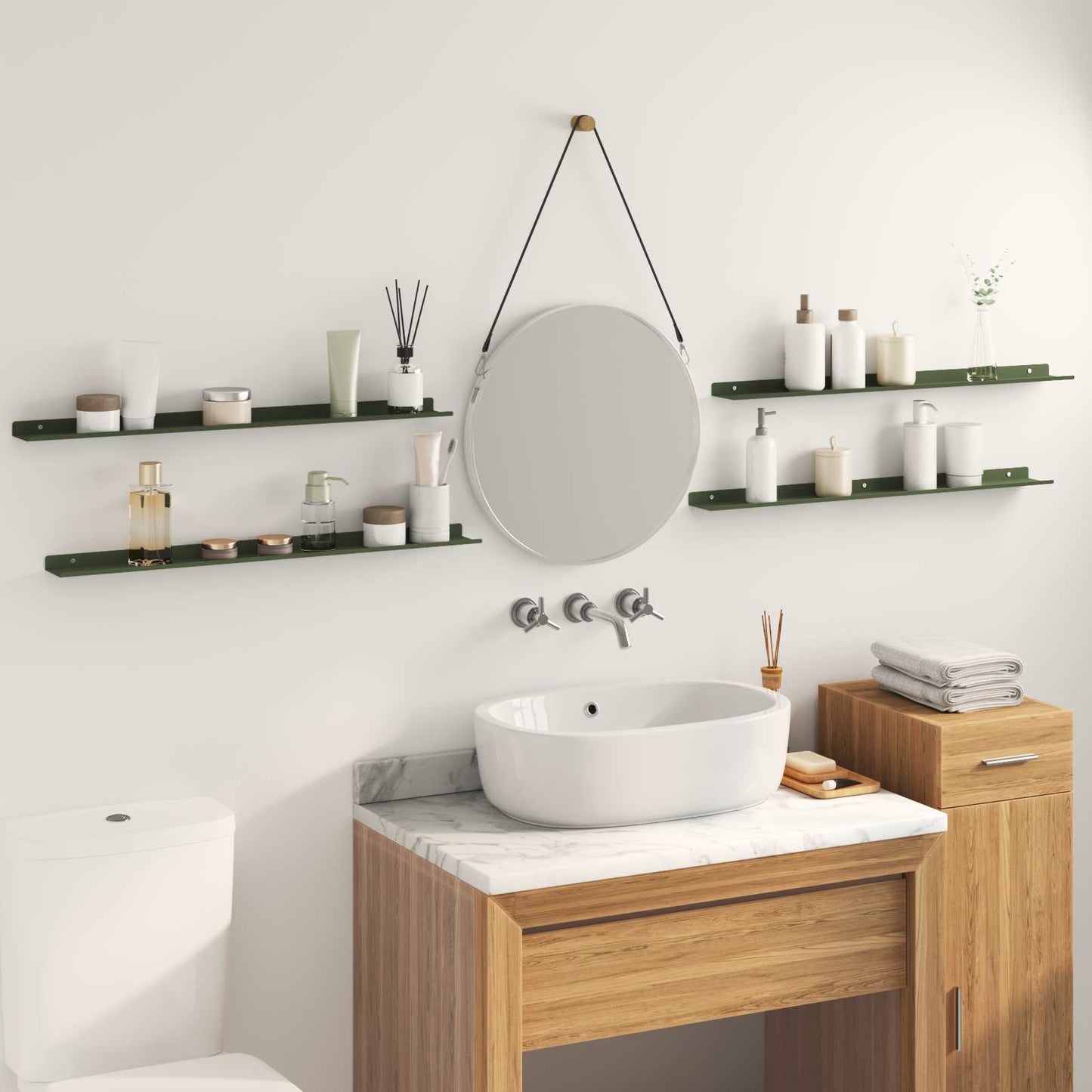 Drijvende plank 4 pcs Olijf Groen 80 x 9 x 2,5 cm Staal is nu te koop bij PeponiXL, paradijselijk wonen!