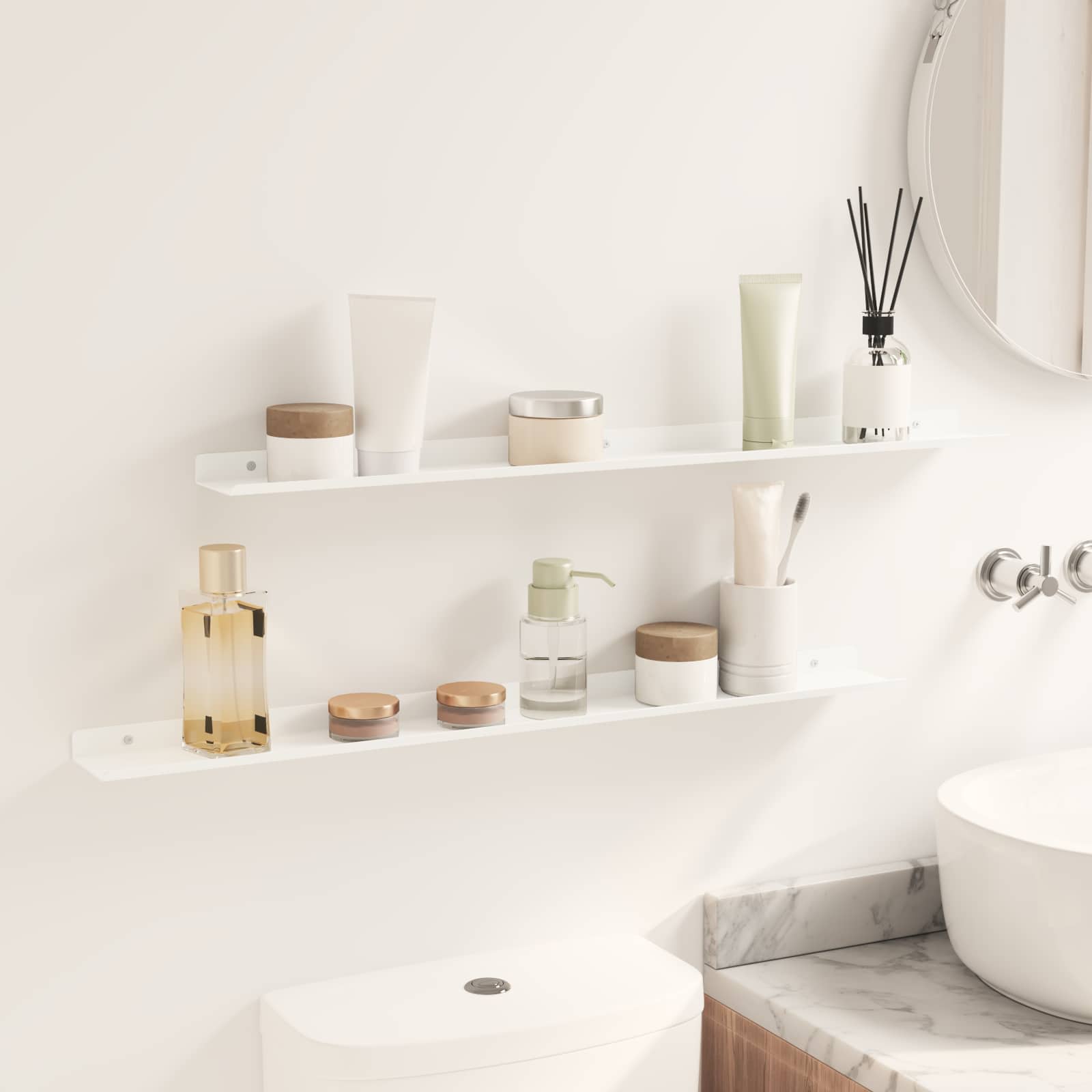 Drijvende plank Wandgemonteerd 2 pcs Wit 80 x 9 x 2,5 cm Staal is nu te koop bij PeponiXL, paradijselijk wonen!