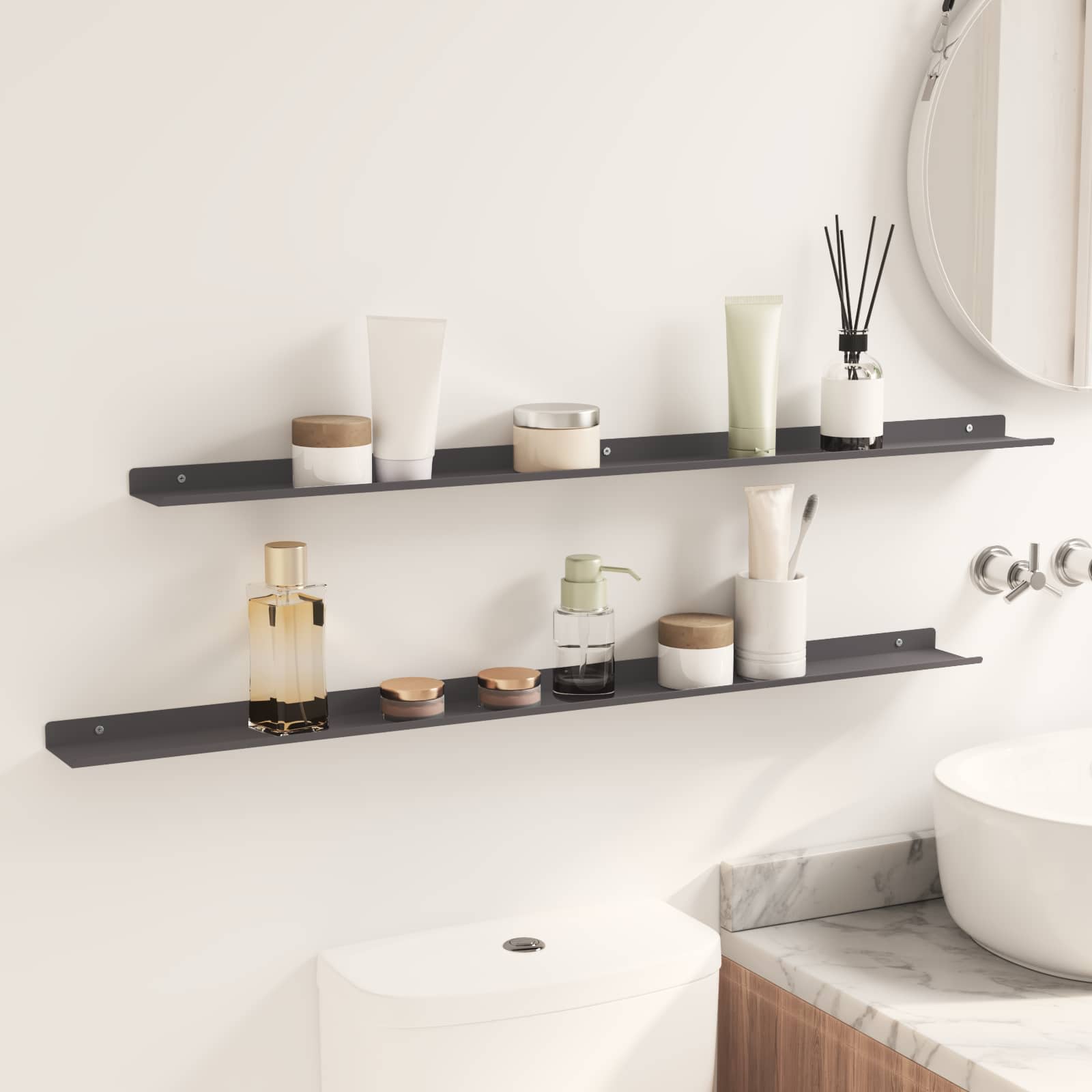 Drijvende plank 2 pcs Zwart 100 x 9 x 2,5 cm Staal is nu te koop bij PeponiXL, paradijselijk wonen!