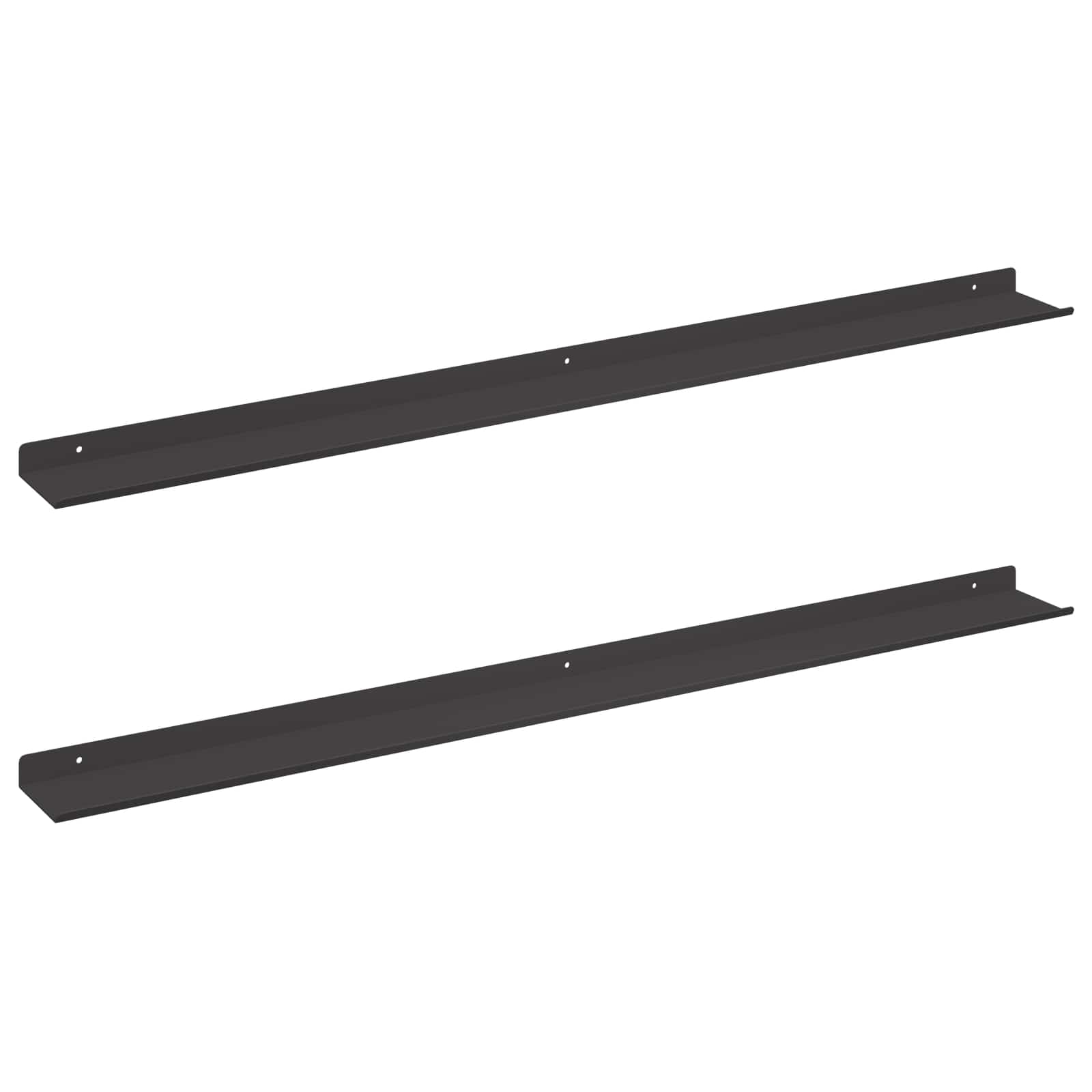 Drijvende plank 2 pcs Zwart 100 x 9 x 2,5 cm Staal is nu te koop bij PeponiXL, paradijselijk wonen!