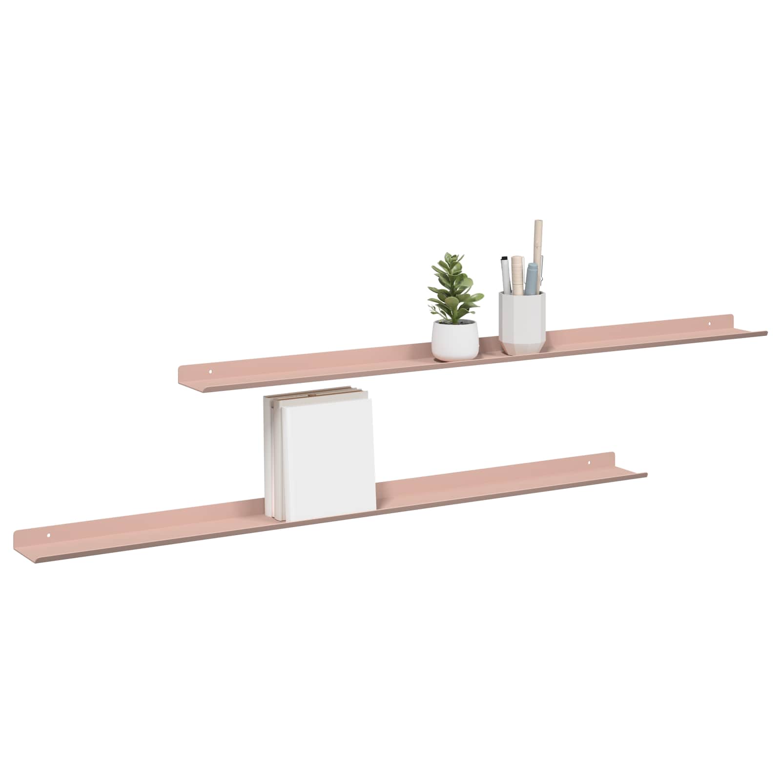 Drijvende plank 2 pcs Roze 100 x 9 x 2,5 cm Staal is nu te koop bij PeponiXL, paradijselijk wonen!