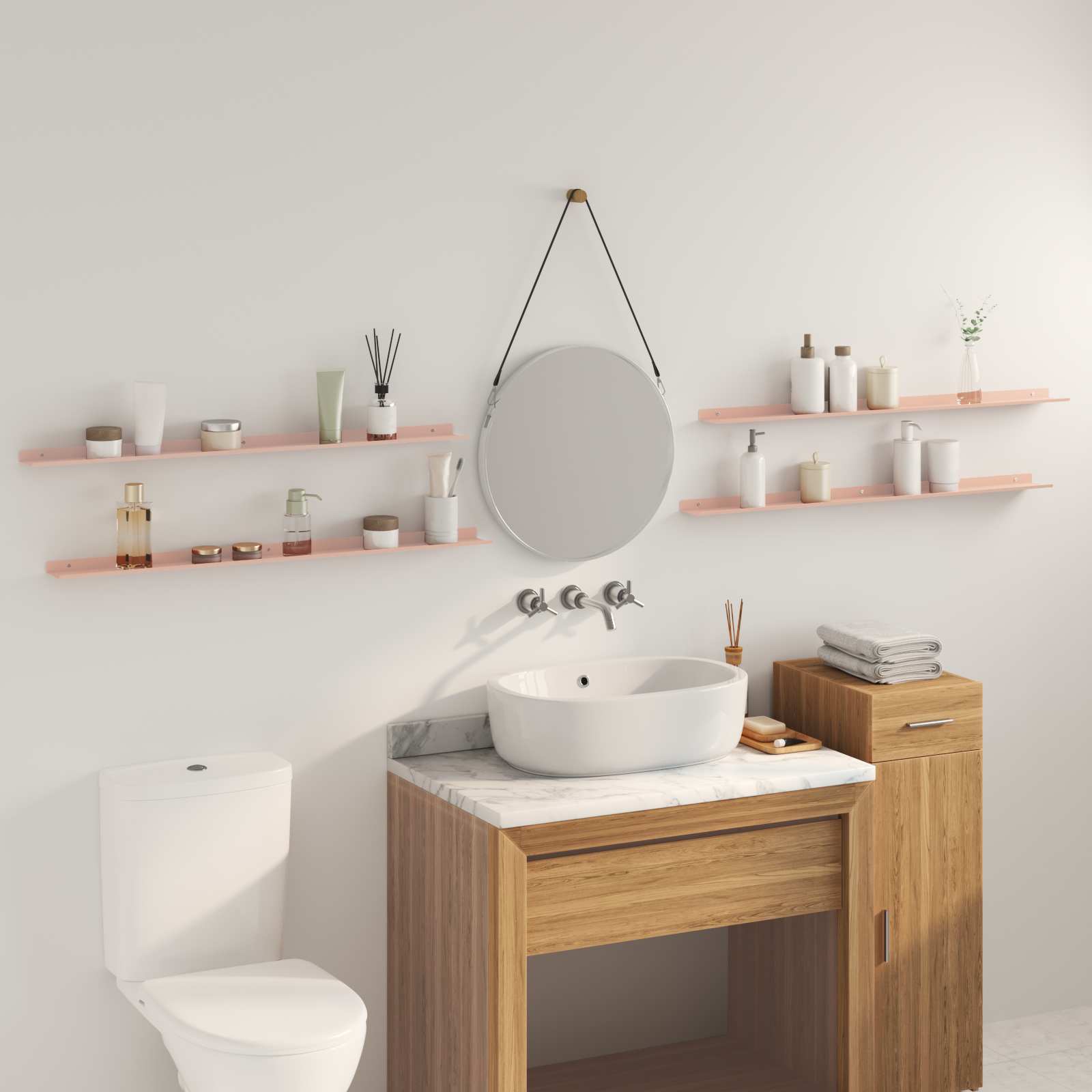 Drijvende plank 4 pcs Roze 100 x 9 x 2,5 cm Staal is nu te koop bij PeponiXL, paradijselijk wonen!