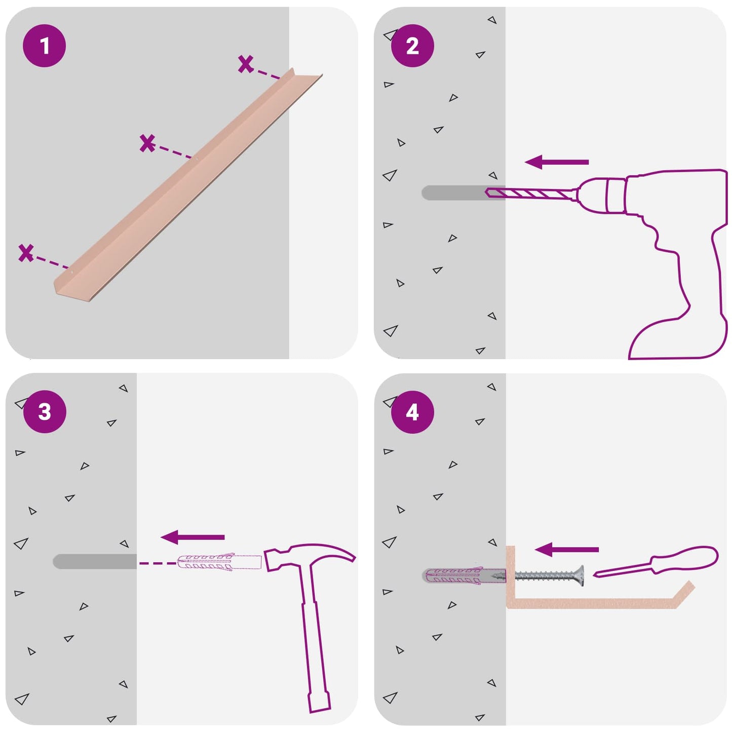 Drijvende plank 4 pcs Roze 100 x 9 x 2,5 cm Staal is nu te koop bij PeponiXL, paradijselijk wonen!