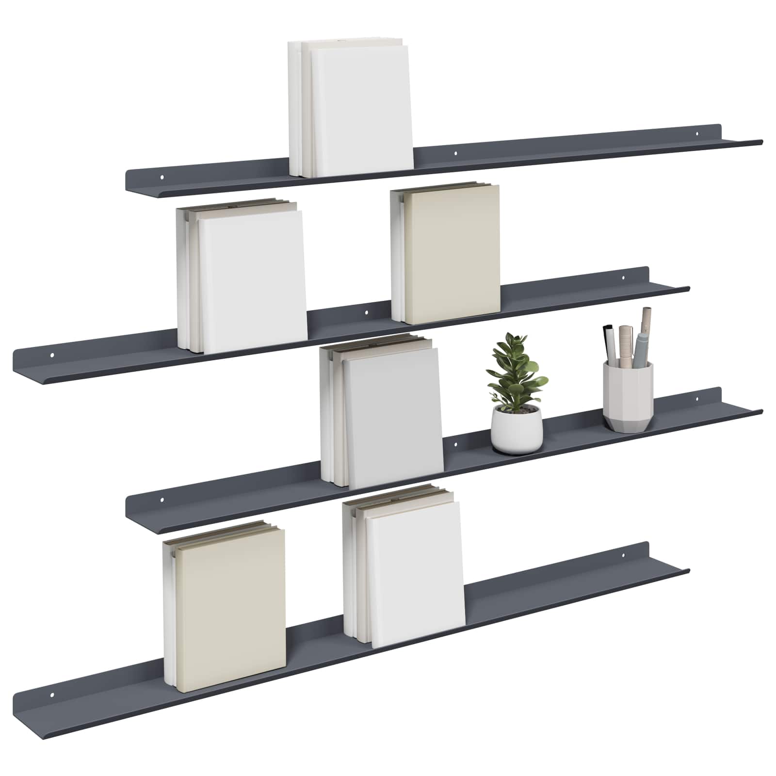 Drijvende plank 4 pcs Antraciet 100 x 9 x 2,5 cm Staal is nu te koop bij PeponiXL, paradijselijk wonen!