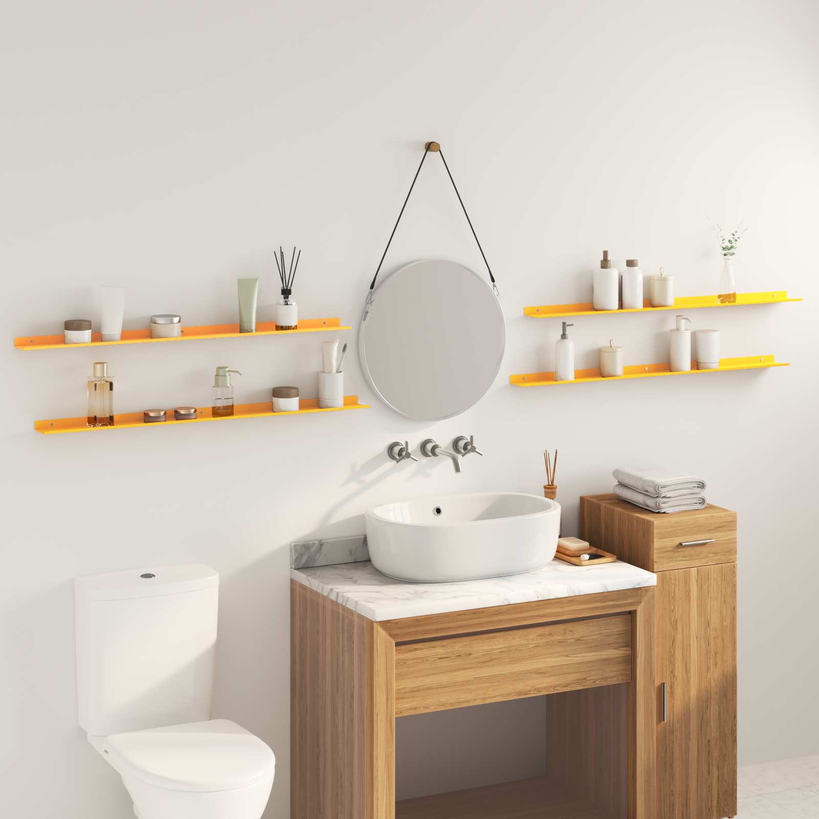 Drijvende plank 4 pcs Mosterdgeel 100 x 9 x 2,5 cm Staal is nu te koop bij PeponiXL, paradijselijk wonen!