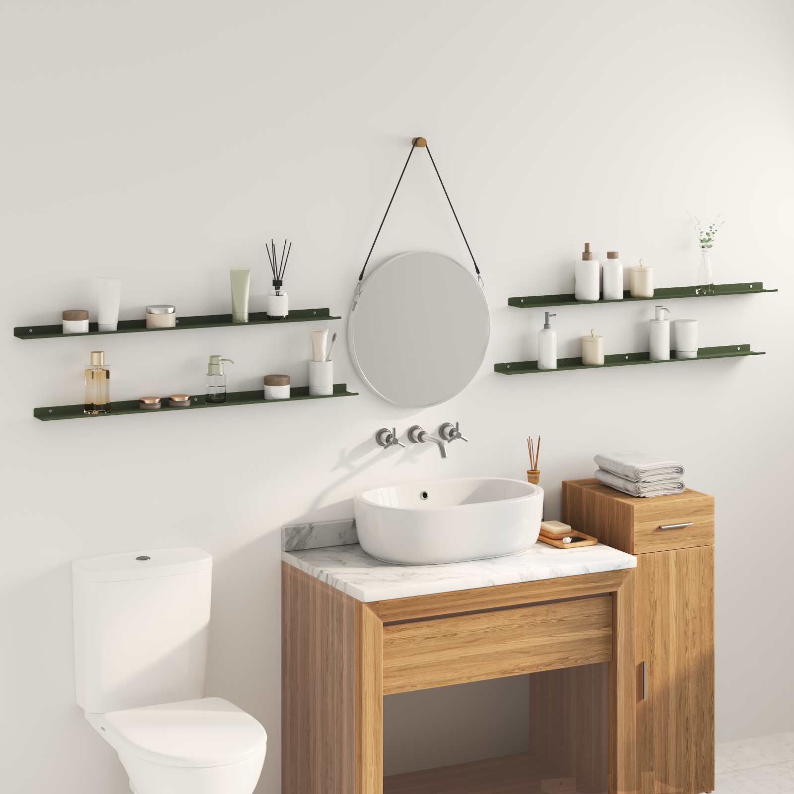 Drijvende plank 4 pcs Olijf Groen 100 x 9 x 2,5 cm Staal is nu te koop bij PeponiXL, paradijselijk wonen!