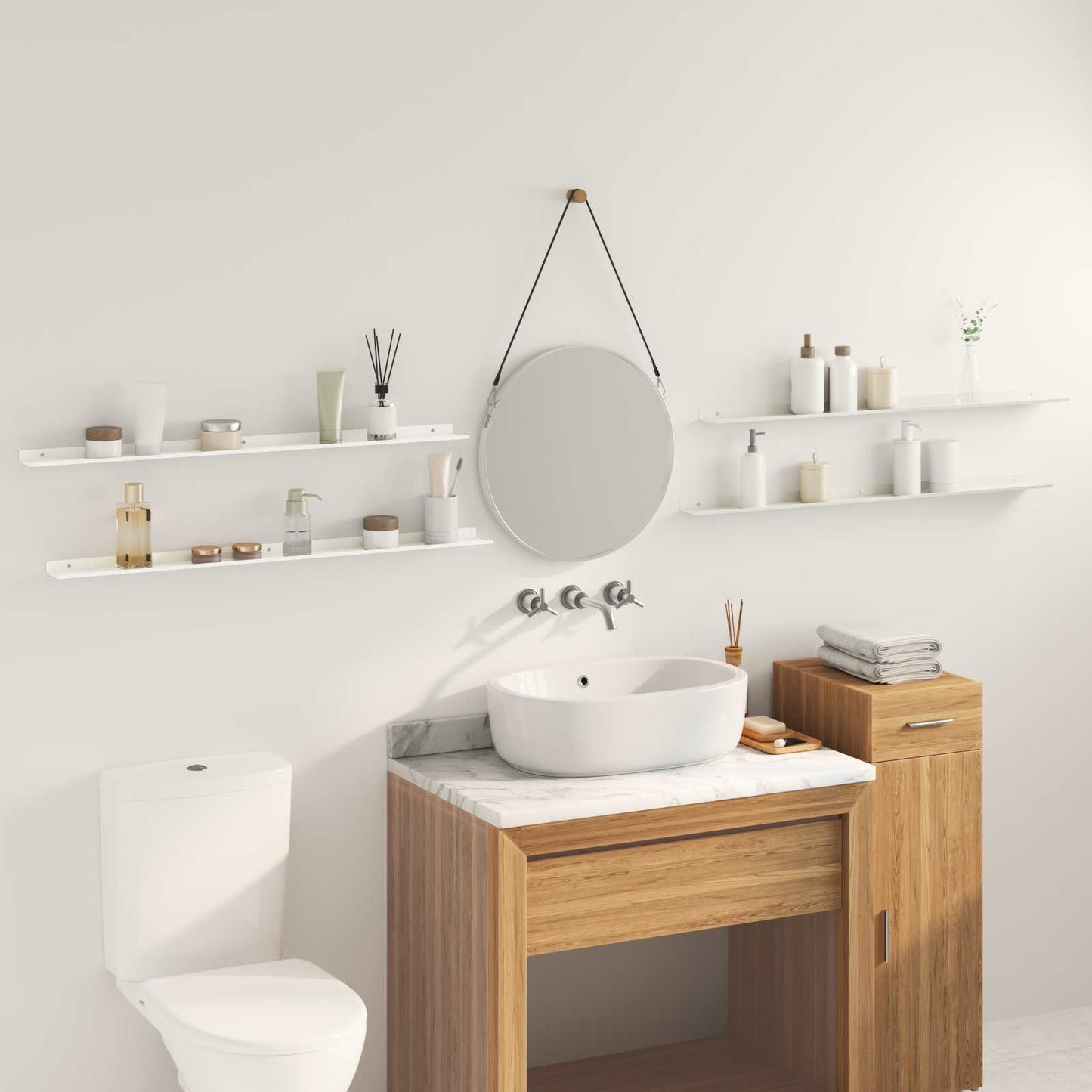 Drijvende plank Wandgemonteerd 4 pcs Wit 100 x 9 x 2,5 cm Staal is nu te koop bij PeponiXL, paradijselijk wonen!