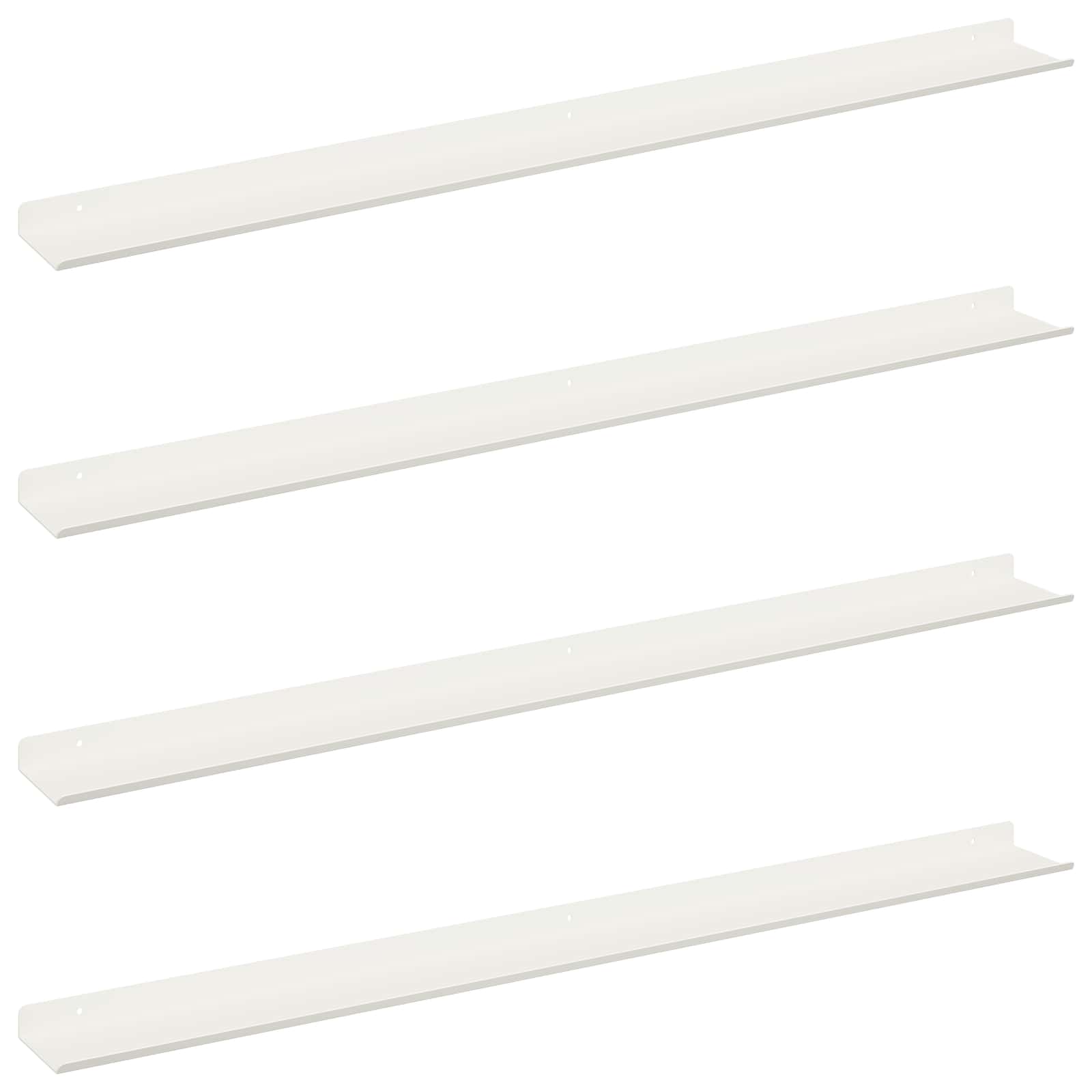 Drijvende plank Wandgemonteerd 4 pcs Wit 100 x 9 x 2,5 cm Staal is nu te koop bij PeponiXL, paradijselijk wonen!