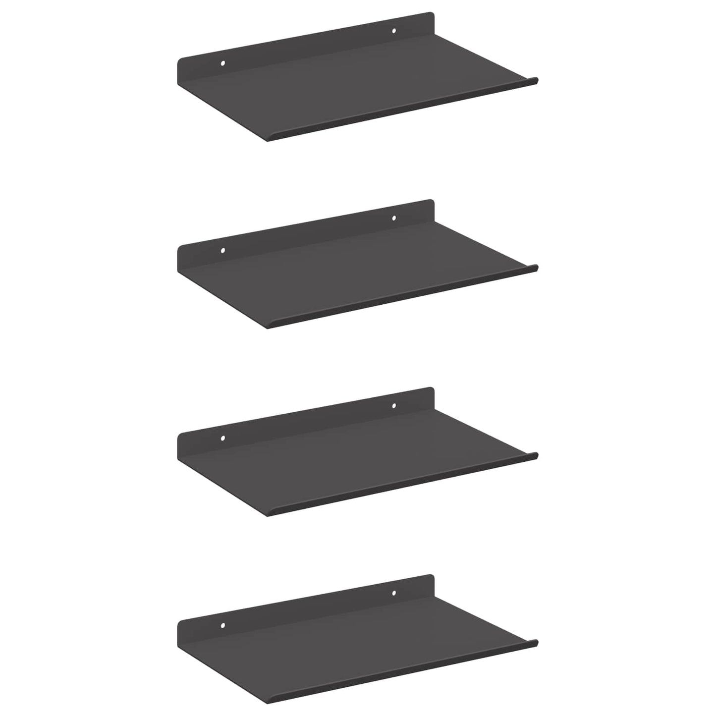 Drijvende plank Muurmontage 4 st Zwart 30 x 18 x 2,5 cm Staal