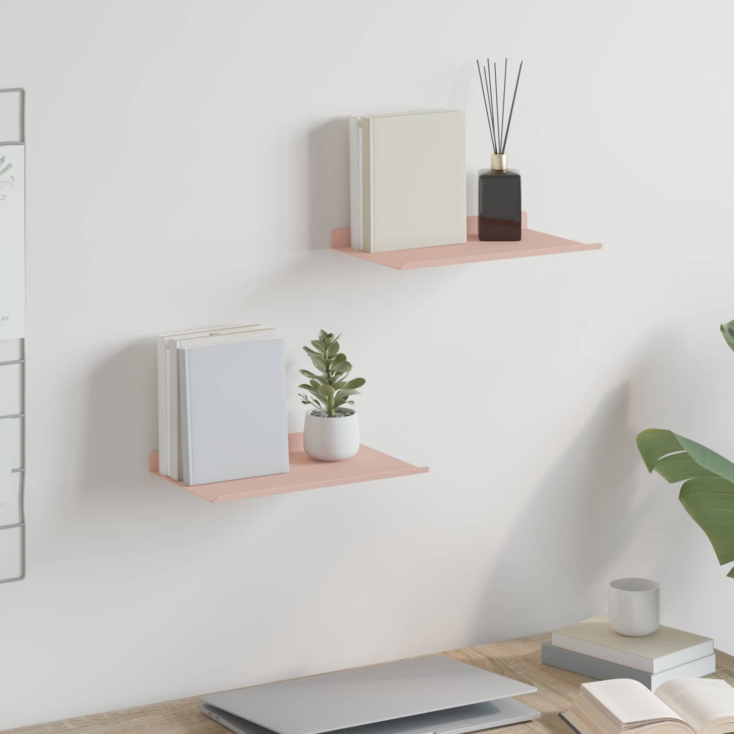 Drijvende plank 2 pcs Roze 30 x 18 x 2,5 cm Staal is nu te koop bij PeponiXL, paradijselijk wonen!