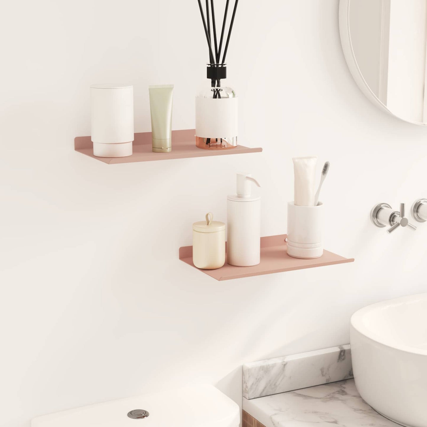 Drijvende plank 2 pcs Roze 30 x 18 x 2,5 cm Staal is nu te koop bij PeponiXL, paradijselijk wonen!