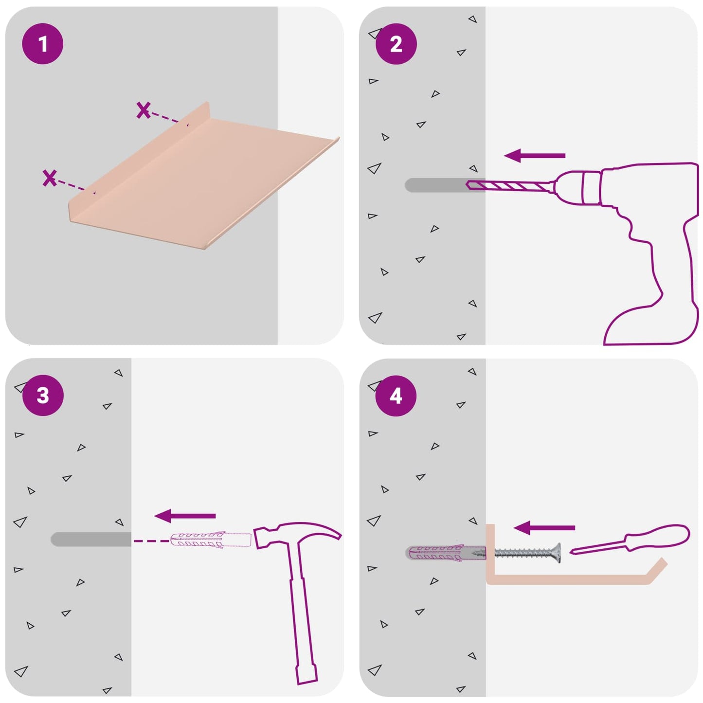 Drijvende plank 4 pcs Roze 30 x 18 x 2,5 cm Staal is nu te koop bij PeponiXL, paradijselijk wonen!