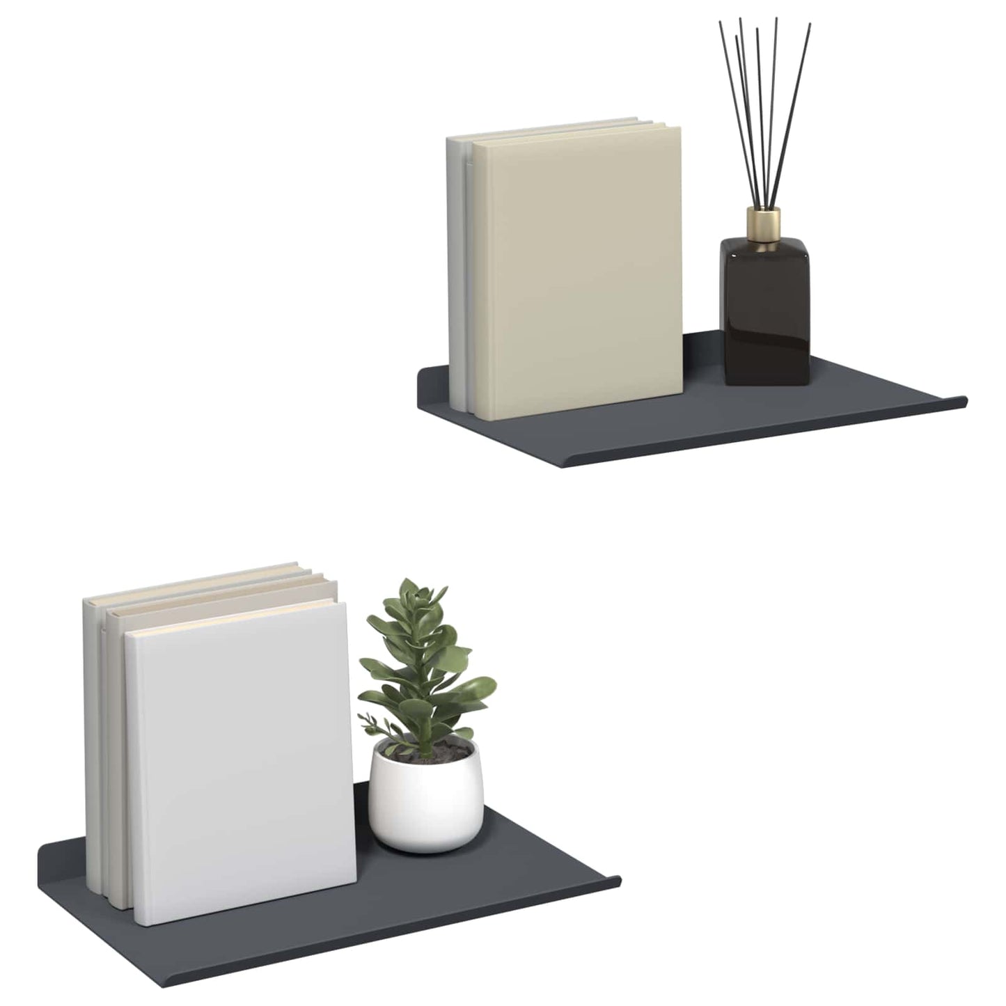 Drijvende plank 2 pcs Antraciet 30 x 18 x 2,5 cm Staal is nu te koop bij PeponiXL, paradijselijk wonen!