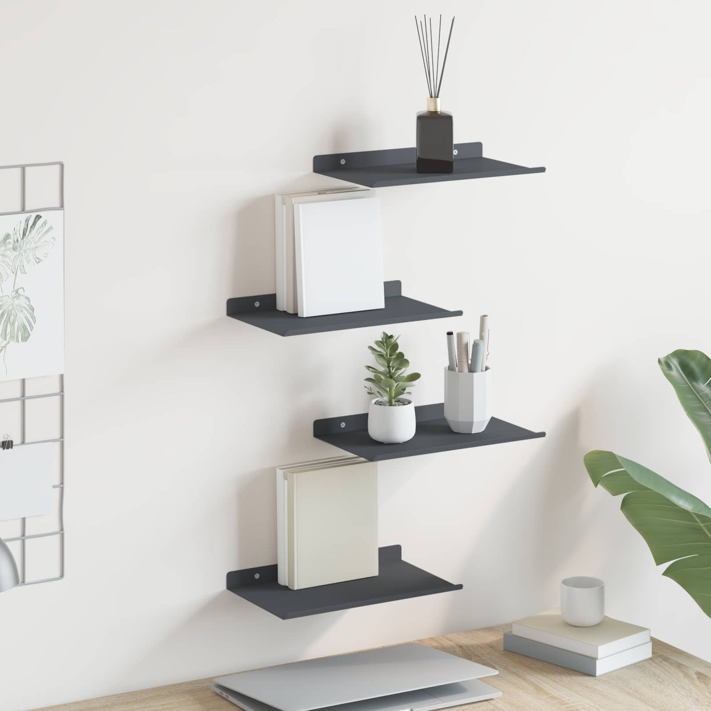 Drijvende plank 4 pcs Antraciet 30 x 18 x 2,5 cm Staal is nu te koop bij PeponiXL, paradijselijk wonen!