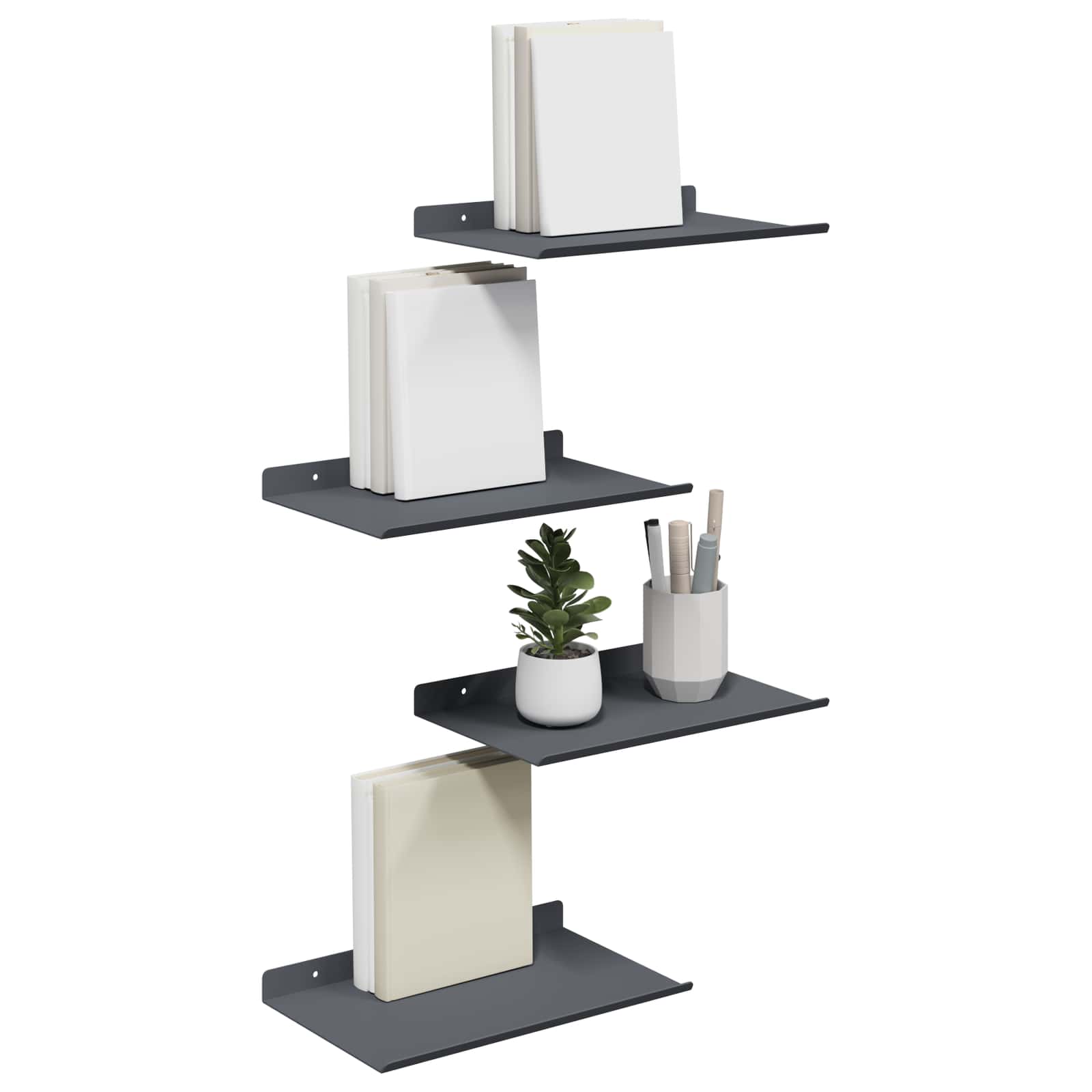 Drijvende plank 4 pcs Antraciet 30 x 18 x 2,5 cm Staal is nu te koop bij PeponiXL, paradijselijk wonen!