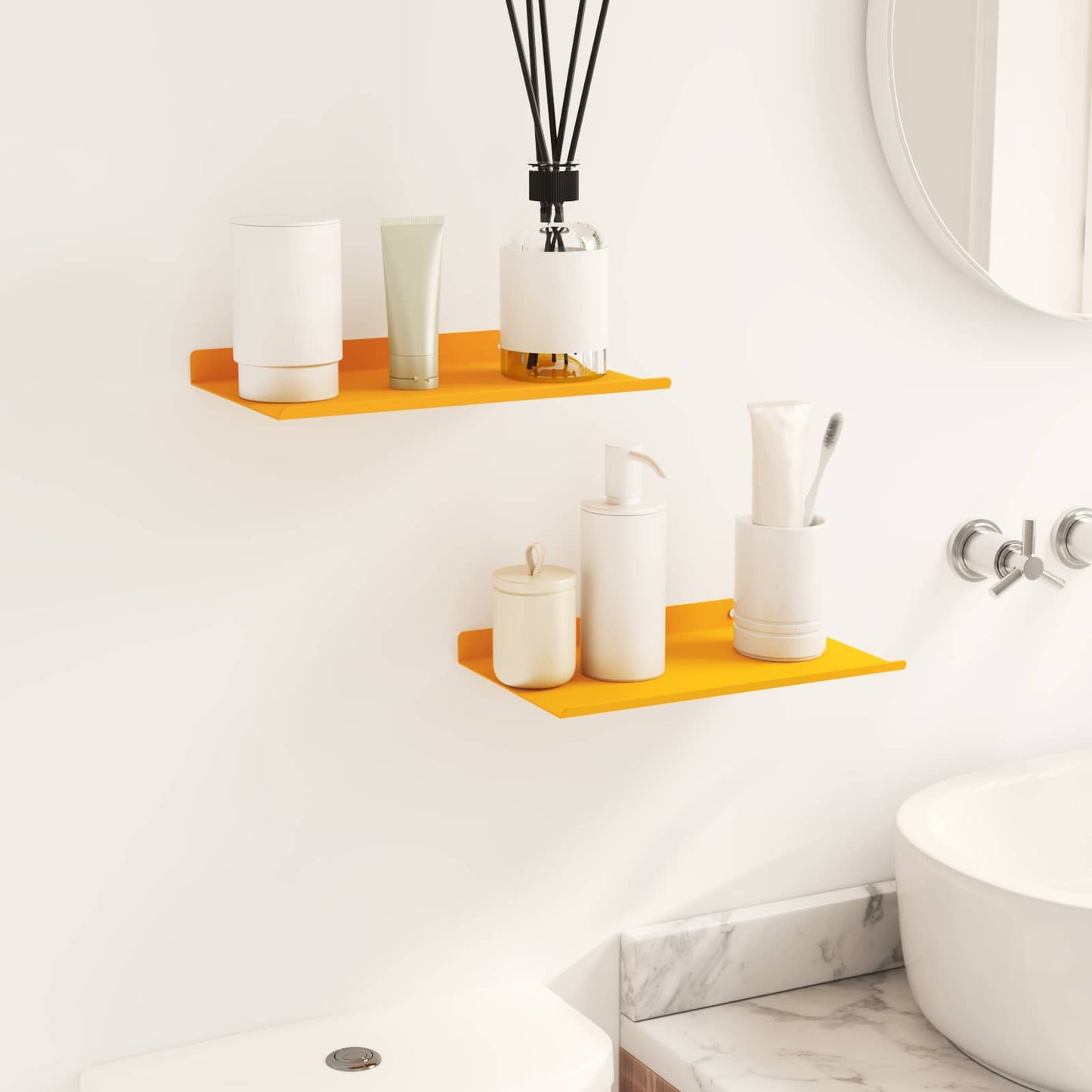 Drijvende plank 2 pcs Mosterdgeel 30 x 18 x 2,5 cm Staal is nu te koop bij PeponiXL, paradijselijk wonen!