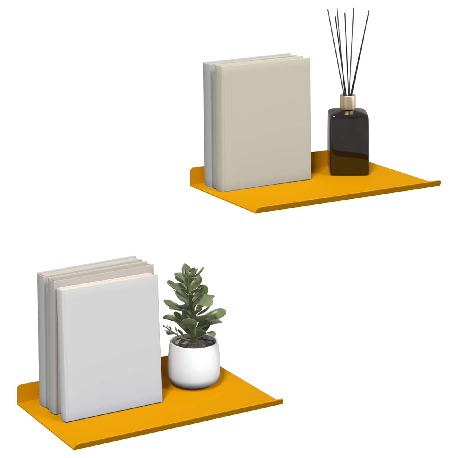 Drijvende plank 2 pcs Mosterdgeel 30 x 18 x 2,5 cm Staal is nu te koop bij PeponiXL, paradijselijk wonen!