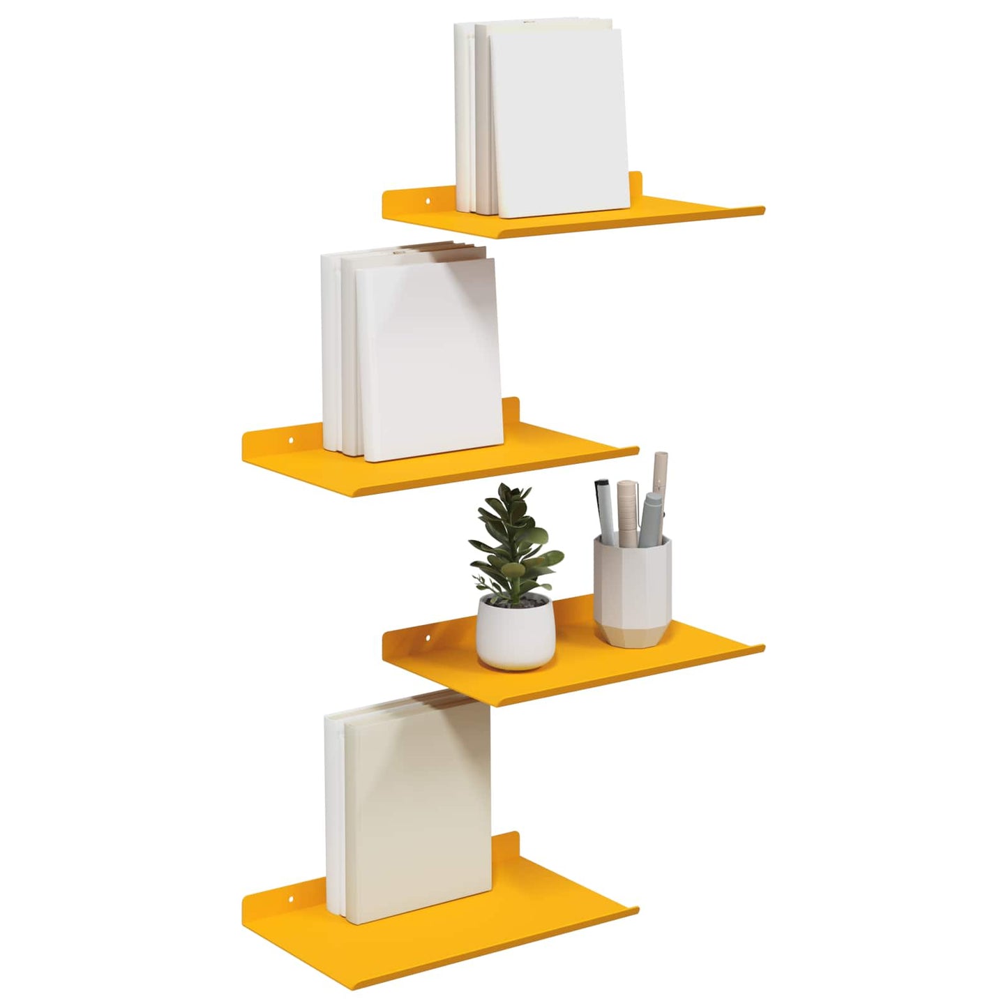 Drijvende plank 4 pcs Mosterdgeel 30 x 18 x 2,5 cm Staal is nu te koop bij PeponiXL, paradijselijk wonen!