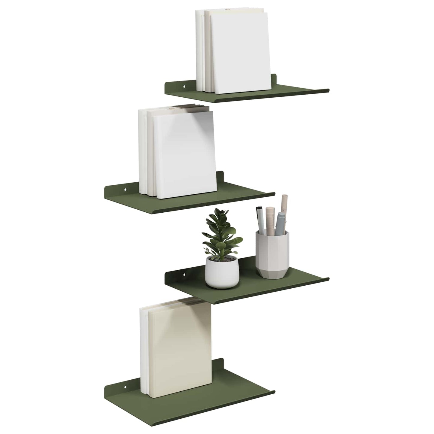 Drijvende plank 4 pcs Olijf Groen 30 x 18 x 2,5 cm Staal is nu te koop bij PeponiXL, paradijselijk wonen!