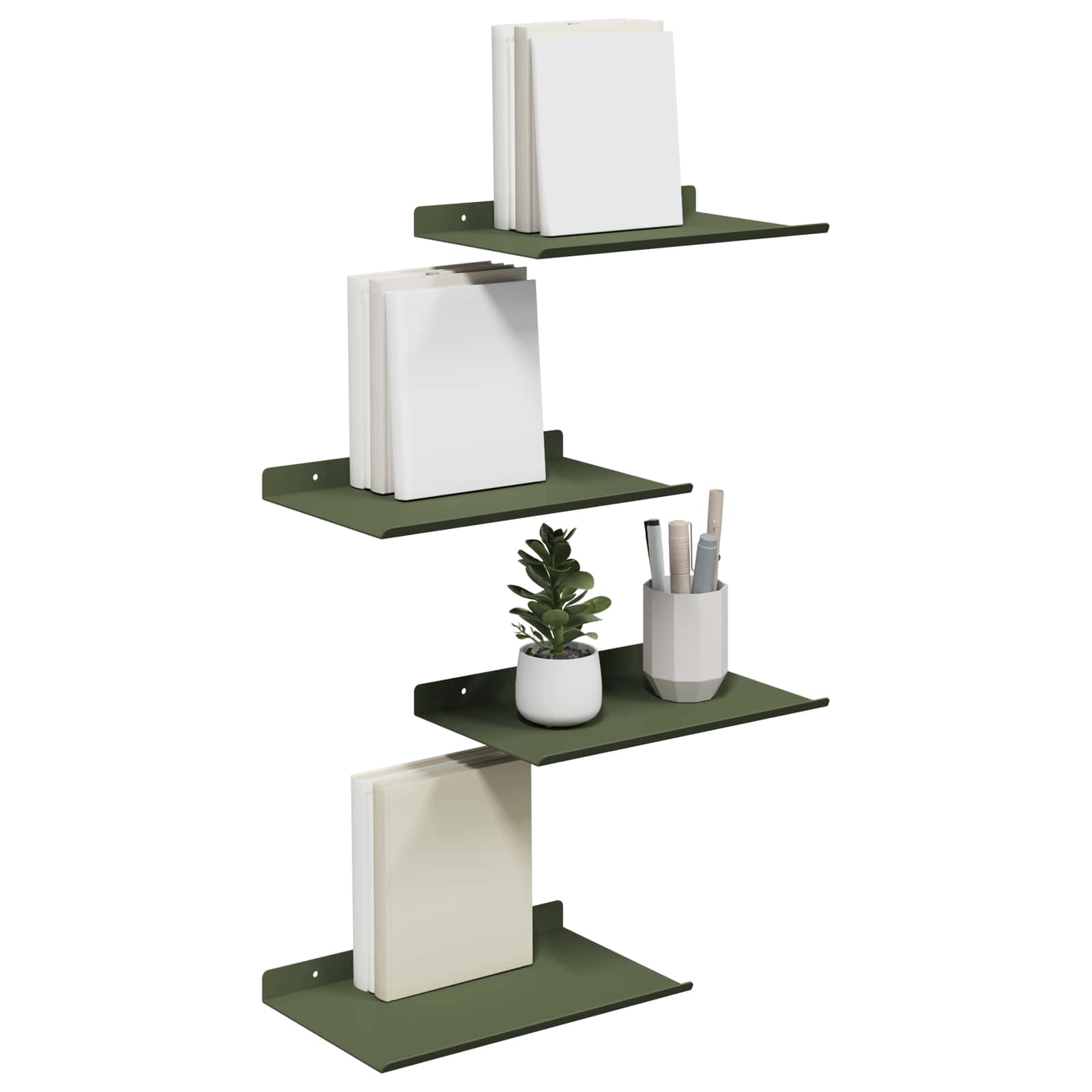 Drijvende plank 4 pcs Olijf Groen 30 x 18 x 2,5 cm Staal is nu te koop bij PeponiXL, paradijselijk wonen!