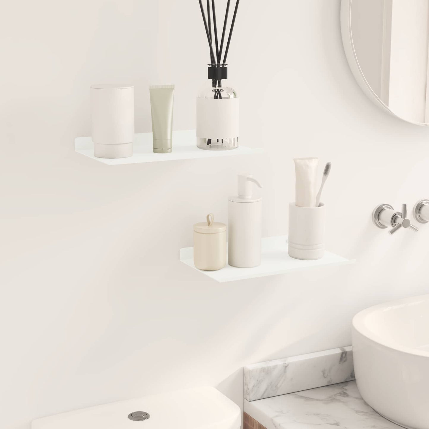 Drijvende plank Wandgemonteerd 2 pcs Wit 30 x 18 x 2,5 cm Staal is nu te koop bij PeponiXL, paradijselijk wonen!