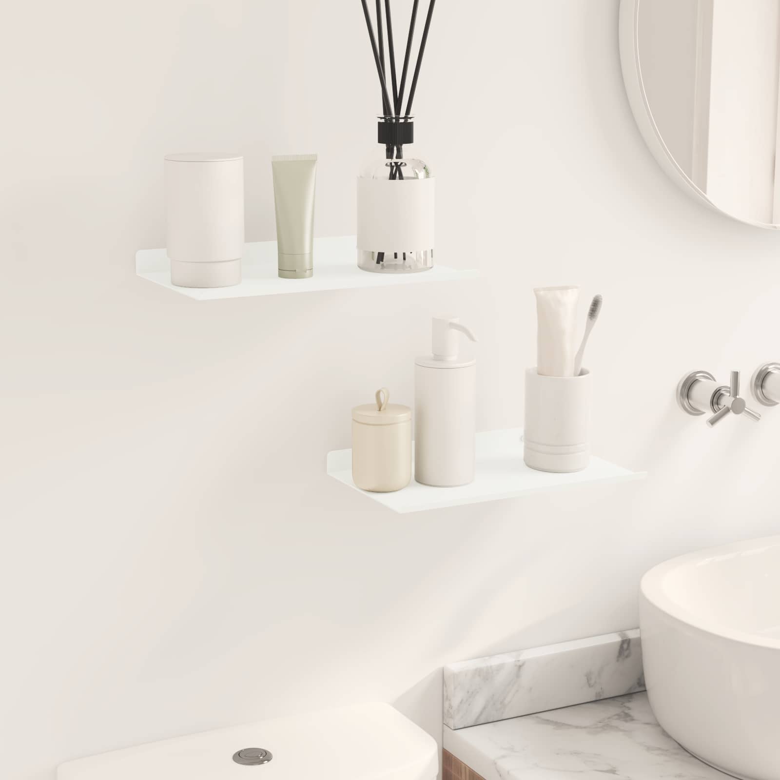 Drijvende plank Wandgemonteerd 2 pcs Wit 30 x 18 x 2,5 cm Staal is nu te koop bij PeponiXL, paradijselijk wonen!