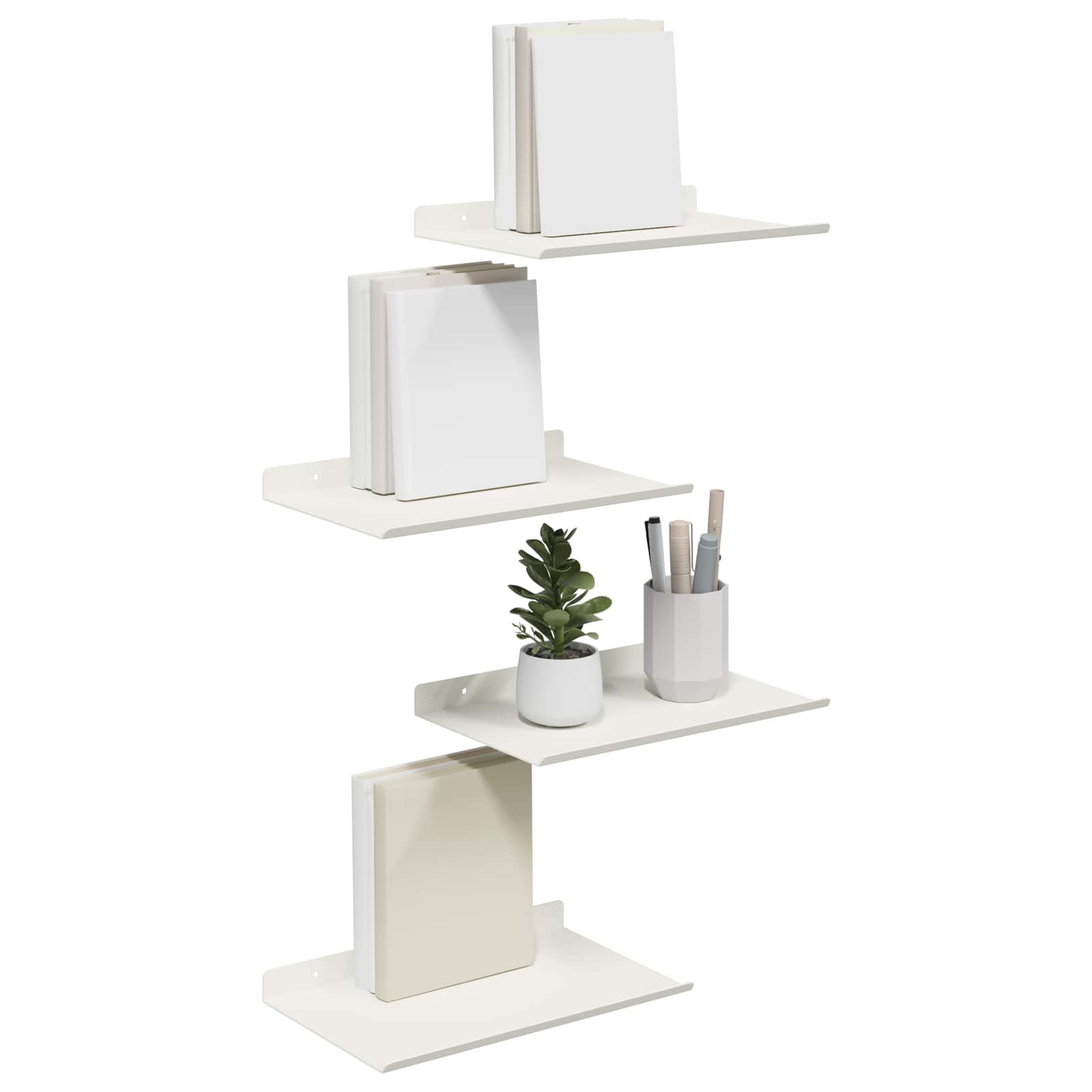 Drijvende plank Wandgemonteerd 4 pcs Wit 30 x 18 x 2,5 cm Staal is nu te koop bij PeponiXL, paradijselijk wonen!