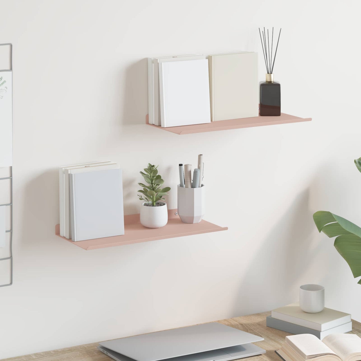Drijvende plank 2 pcs Roze 40 x 18 x 2,5 cm Staal is nu te koop bij PeponiXL, paradijselijk wonen!