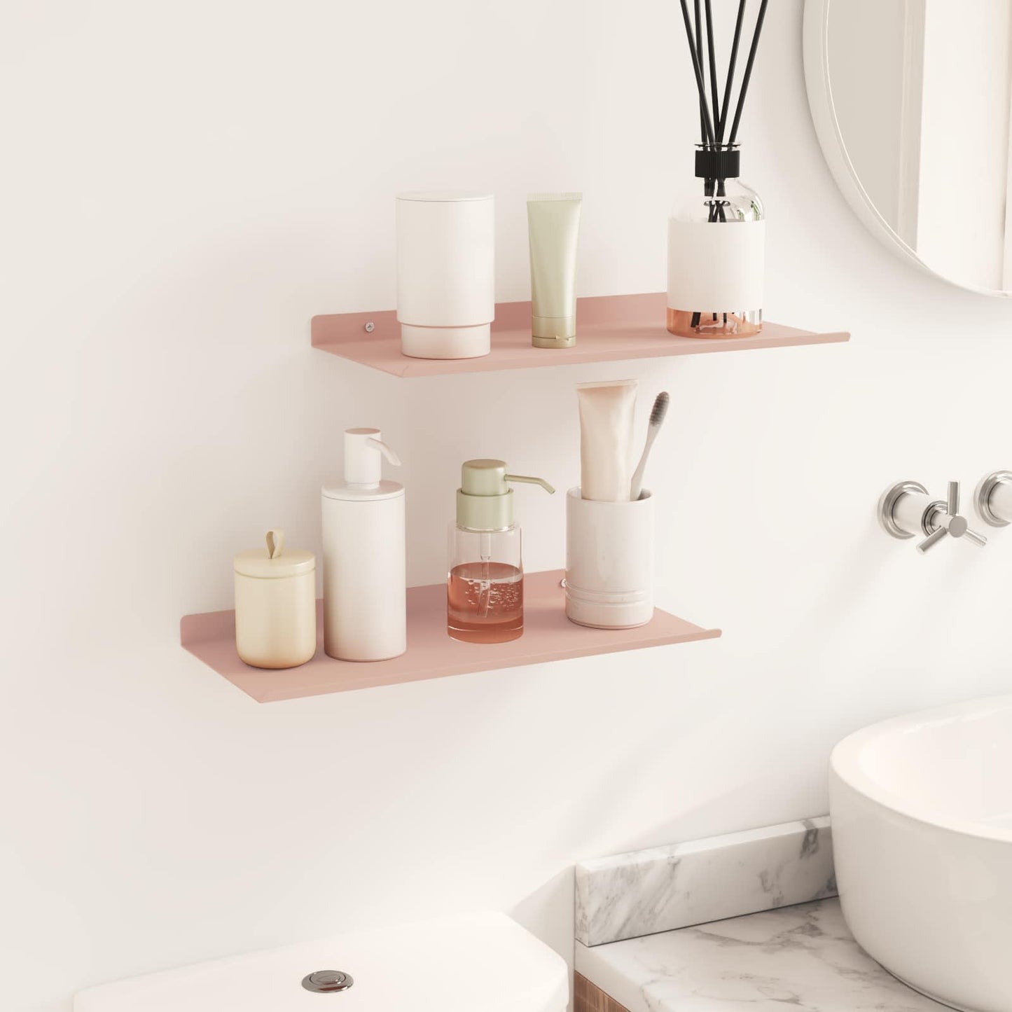Drijvende plank 2 pcs Roze 40 x 18 x 2,5 cm Staal is nu te koop bij PeponiXL, paradijselijk wonen!