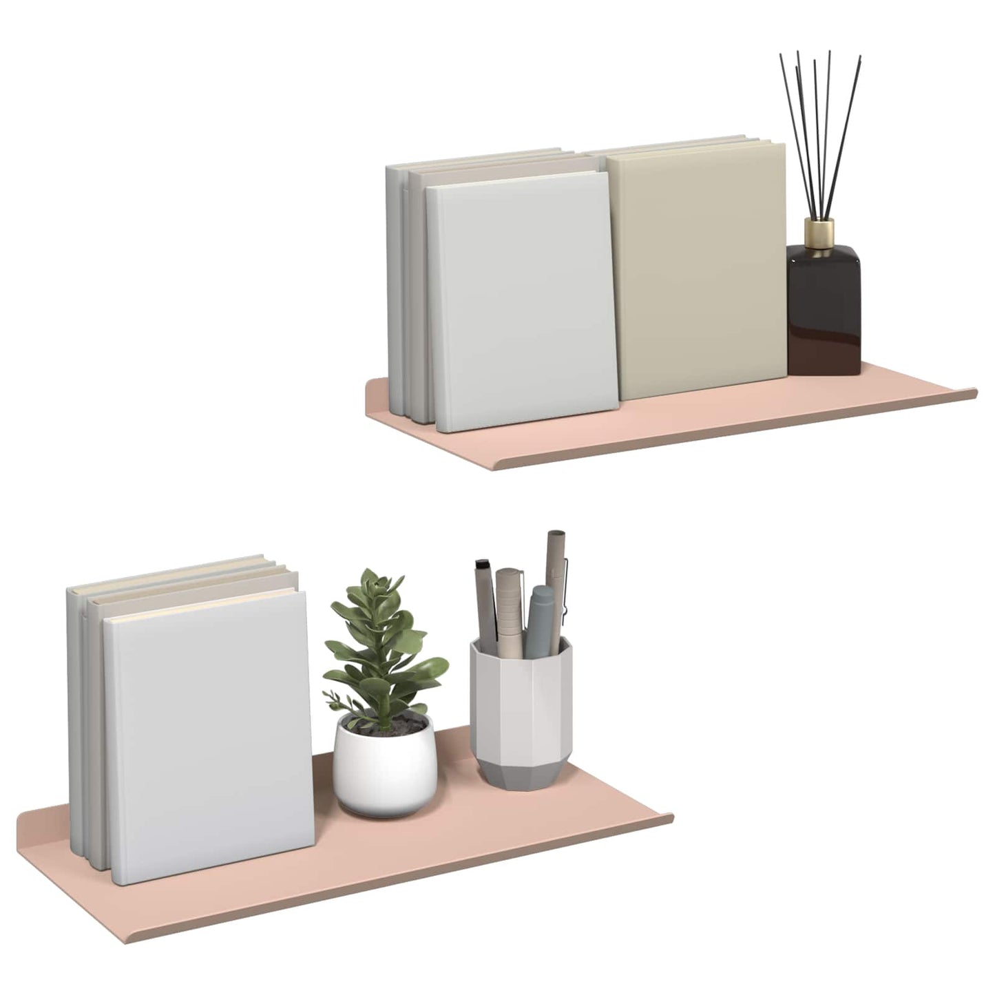 Drijvende plank 2 pcs Roze 40 x 18 x 2,5 cm Staal is nu te koop bij PeponiXL, paradijselijk wonen!