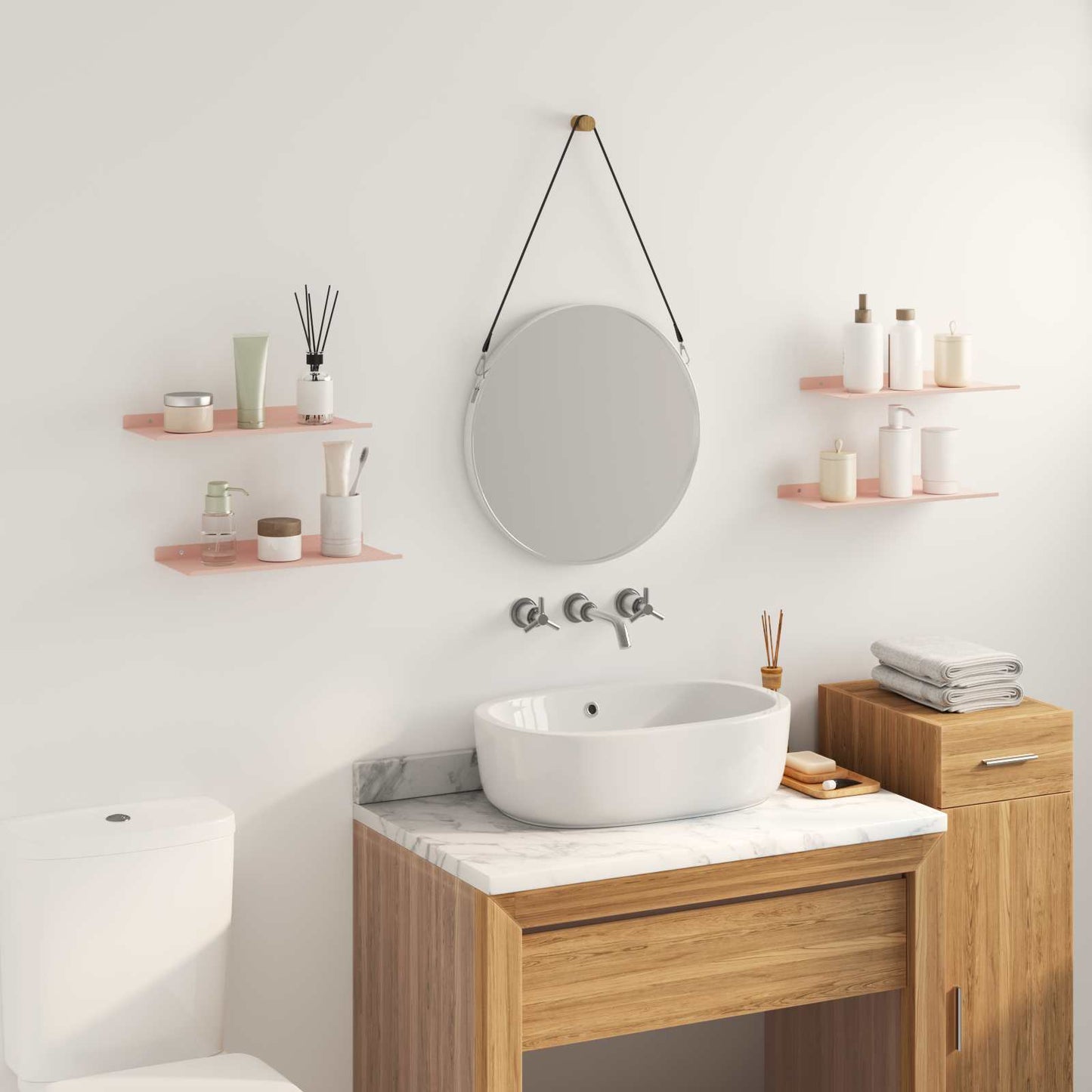 Drijvende plank 4 pcs Roze 40 x 18 x 2,5 cm Staal is nu te koop bij PeponiXL, paradijselijk wonen!