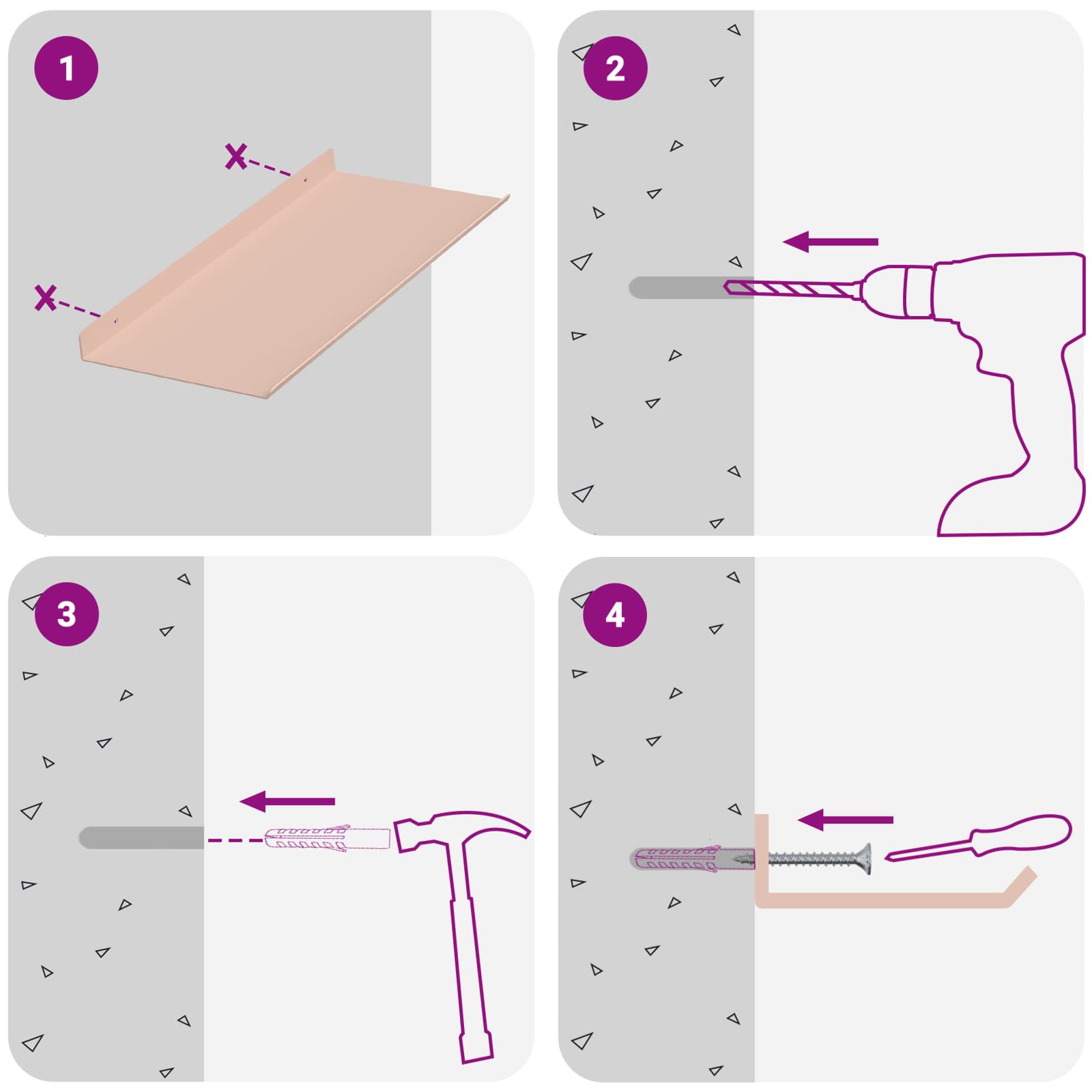 Drijvende plank 4 pcs Roze 40 x 18 x 2,5 cm Staal is nu te koop bij PeponiXL, paradijselijk wonen!