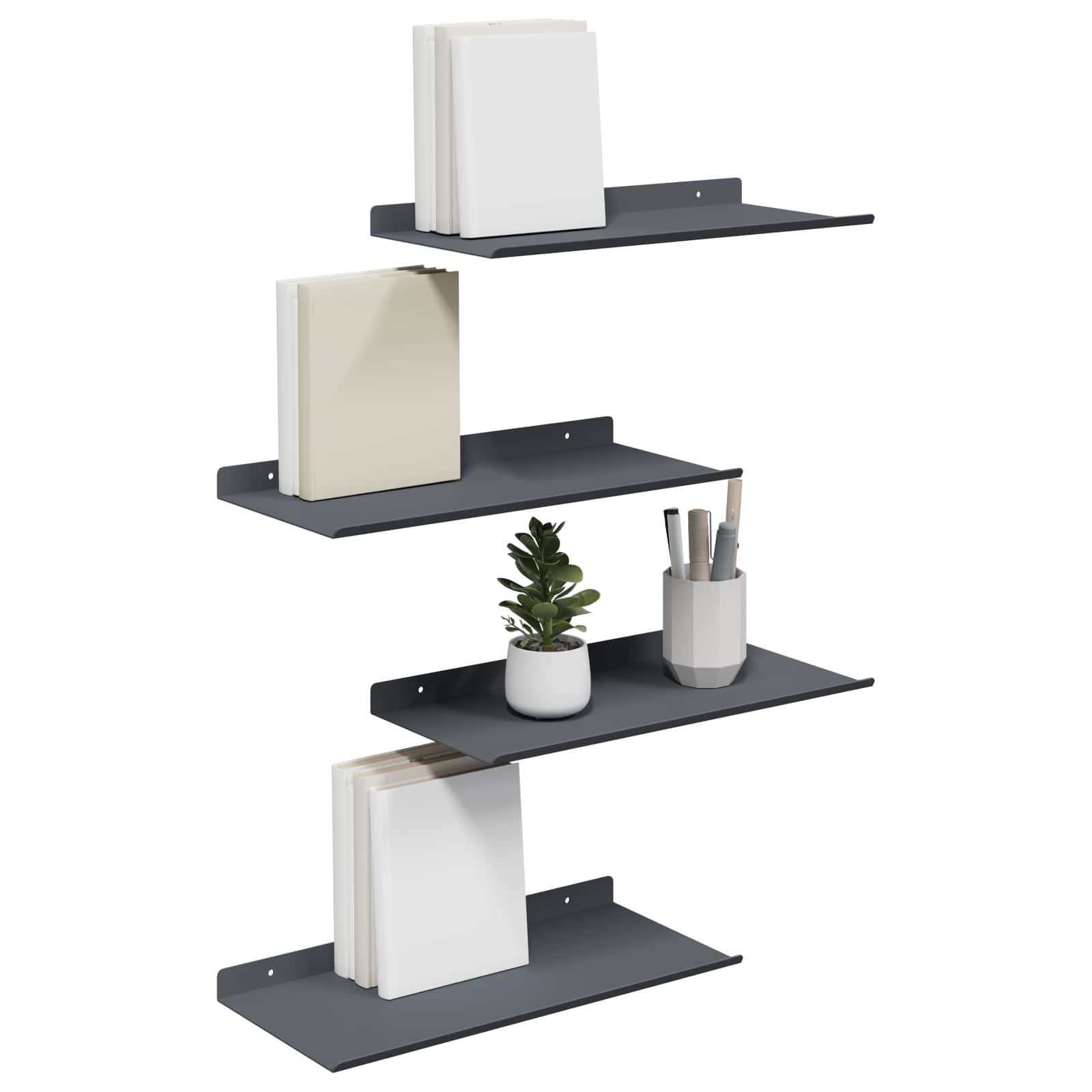 Drijvende plank 4 pcs Antraciet 40 x 18 x 2,5 cm Staal is nu te koop bij PeponiXL, paradijselijk wonen!