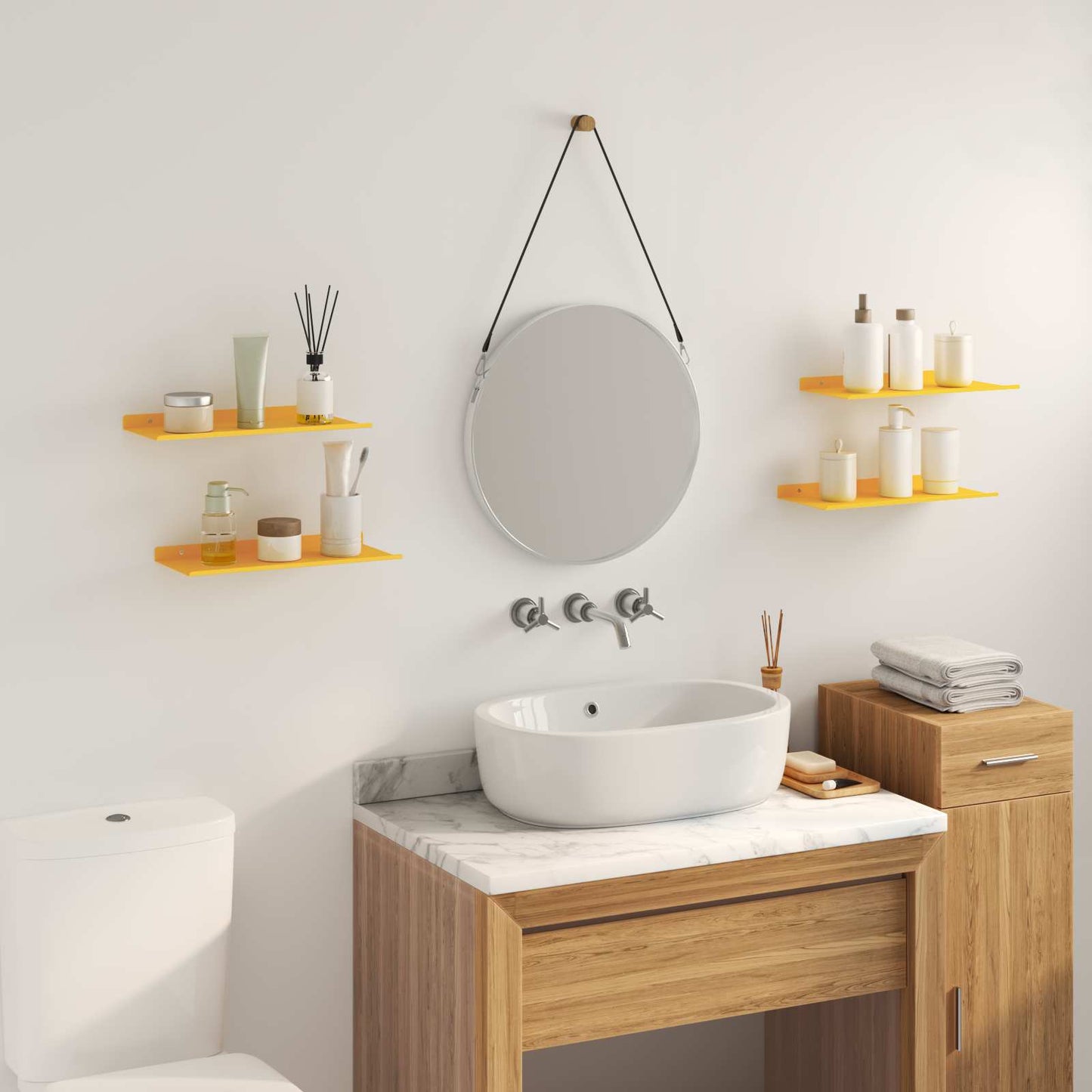 Drijvende plank 4 pcs Mosterdgeel 40 x 18 x 2,5 cm Staal is nu te koop bij PeponiXL, paradijselijk wonen!