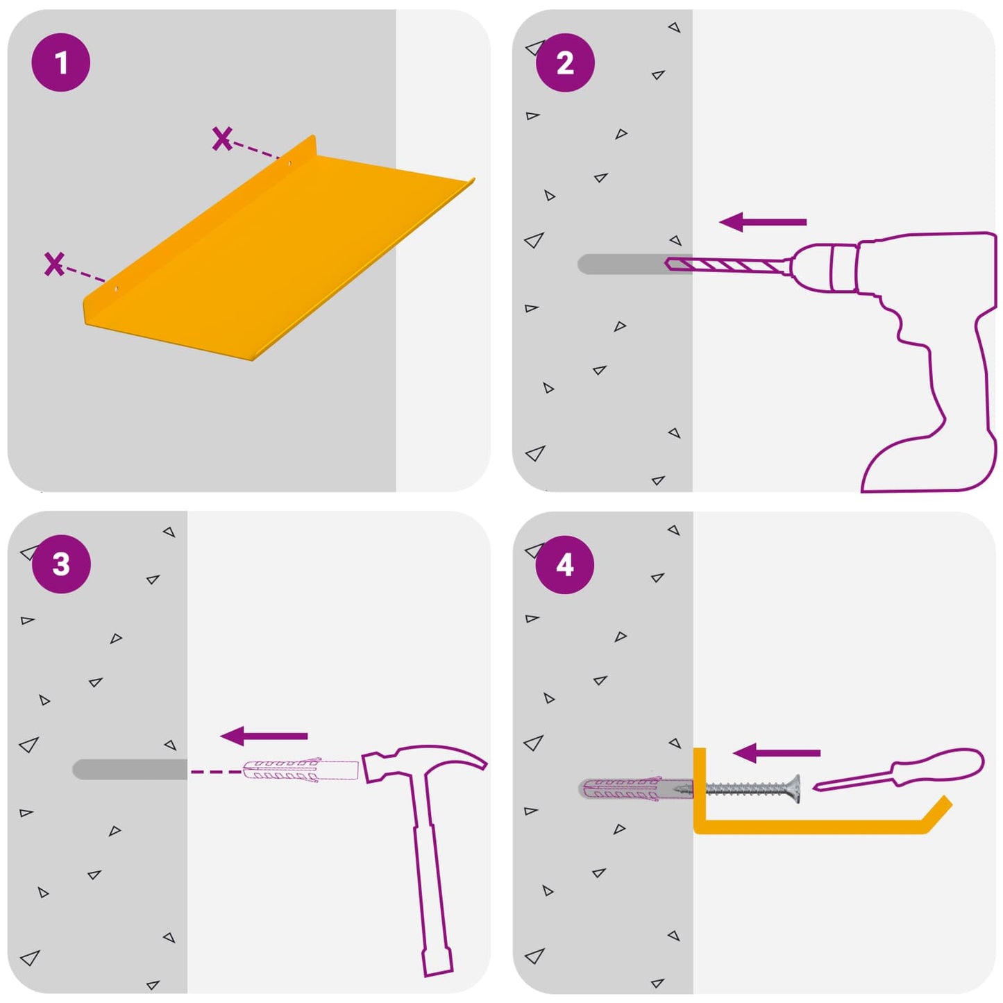 Drijvende plank 4 pcs Mosterdgeel 40 x 18 x 2,5 cm Staal is nu te koop bij PeponiXL, paradijselijk wonen!