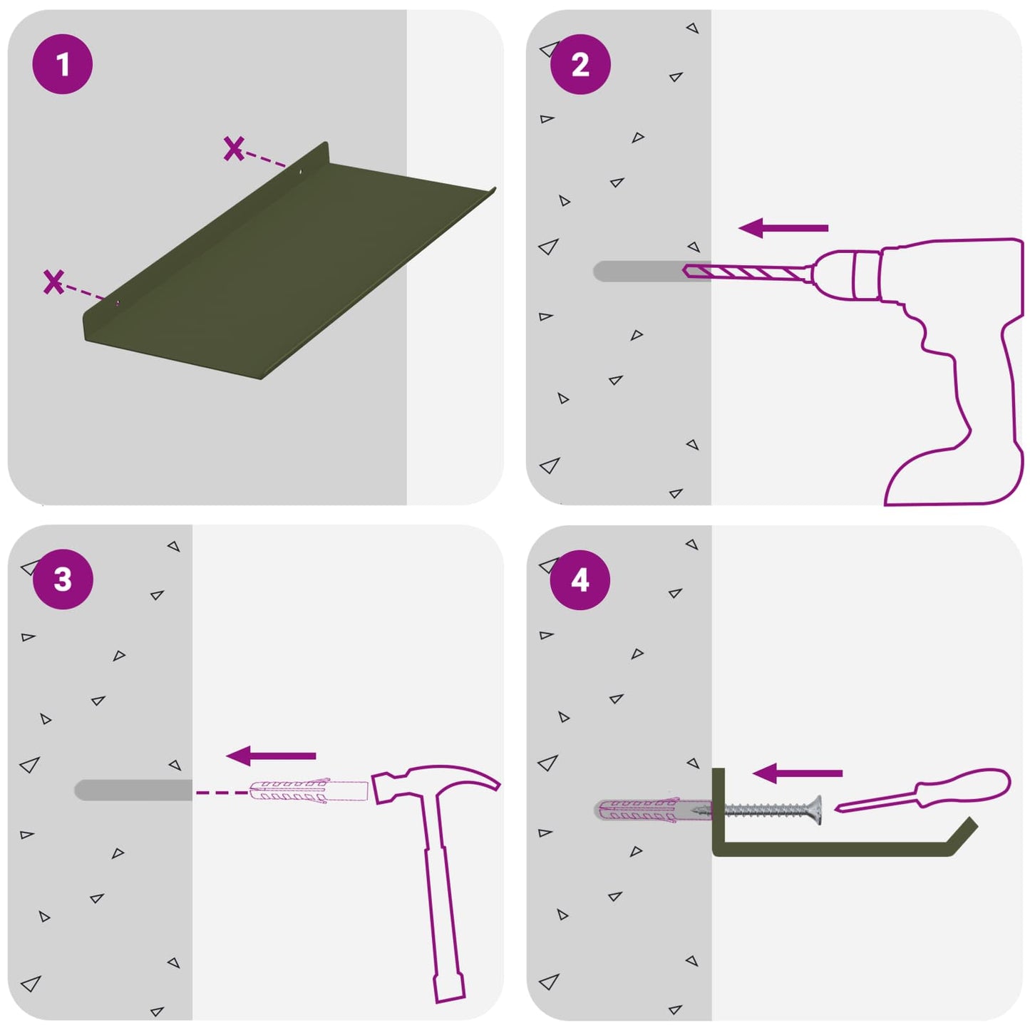 Drijvende plank 2 pcs Olijf Groen 40 x 18 x 2,5 cm Staal is nu te koop bij PeponiXL, paradijselijk wonen!