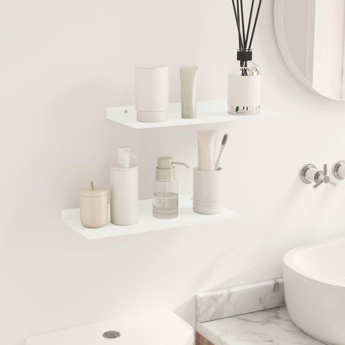 Drijvende plank Wandgemonteerd 2 pcs Wit 40 x 18 x 2,5 cm Staal is nu te koop bij PeponiXL, paradijselijk wonen!